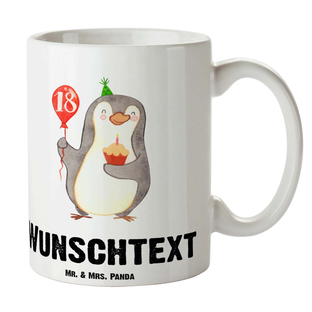 Personalisierte Tasse 18. Geburtstag Pinguin Luftballon Personalisierte Tasse, Namenstasse, Wunschname, Personalisiert, Tasse, Namen, Drucken, Tasse mit Namen, Geburtstag, Geburtstagsgeschenk, Geschenk, Pinguin, Geburtstage, Happy Birthday, Geburtstagsfeier