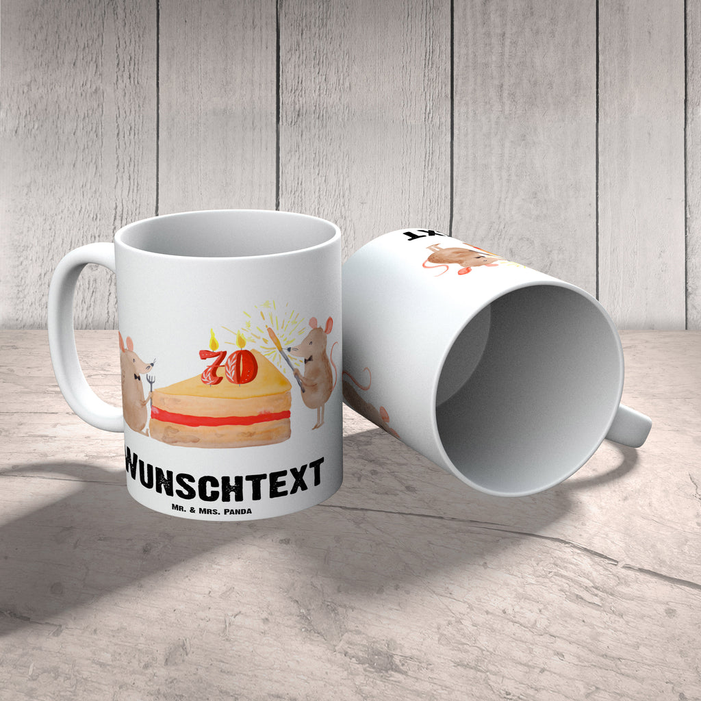 Personalisierte Tasse 70. Geburtstag Mäuse Kuchen Personalisierte Tasse, Namenstasse, Wunschname, Personalisiert, Tasse, Namen, Drucken, Tasse mit Namen, Geburtstag, Geburtstagsgeschenk, Geschenk, Maus, Geburtstage, Happy Birthday, Geburtstagsfeier