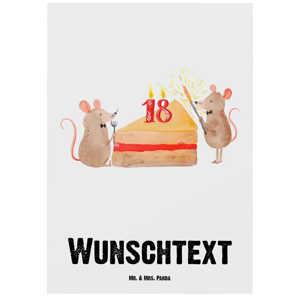 Personalisierte Postkarte 18. Geburtstag Mäuse Kuchen Postkarte mit Namen, Postkarte bedrucken, Postkarte mit Wunschtext, Postkarte personalisierbar, Geschenkkarte mit Namen, Grußkarte mit Namen, Karte mit Namen, Einladung mit Namen, Ansichtskarte mit Namen, Geschenkkarte mit Wunschtext, Grußkarte mit Wunschtext, Karte mit Wunschtext, Einladung mit Wunschtext, Ansichtskarte mit Wunschtext, Geburtstag, Geburtstagsgeschenk, Geschenk, Maus, Geburtstage, Happy Birthday, Geburtstagsfeier