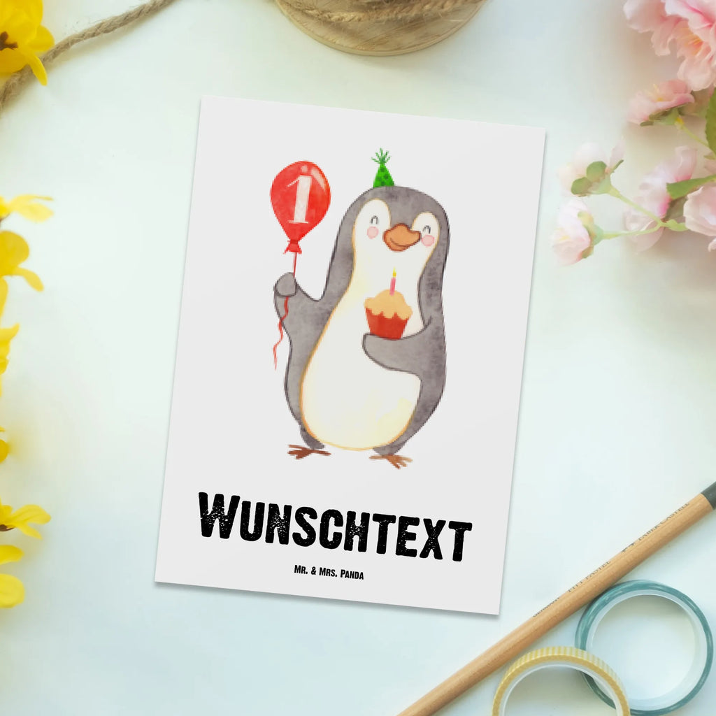 Personalisierte Postkarte 1. Geburtstag Pinguin Luftballon Postkarte mit Namen, Postkarte bedrucken, Postkarte mit Wunschtext, Postkarte personalisierbar, Geschenkkarte mit Namen, Grußkarte mit Namen, Karte mit Namen, Einladung mit Namen, Ansichtskarte mit Namen, Geschenkkarte mit Wunschtext, Grußkarte mit Wunschtext, Karte mit Wunschtext, Einladung mit Wunschtext, Ansichtskarte mit Wunschtext, Geburtstag, Geburtstagsgeschenk, Geschenk, Pinguin, Geburtstage, Happy Birthday, Geburtstagsfeier