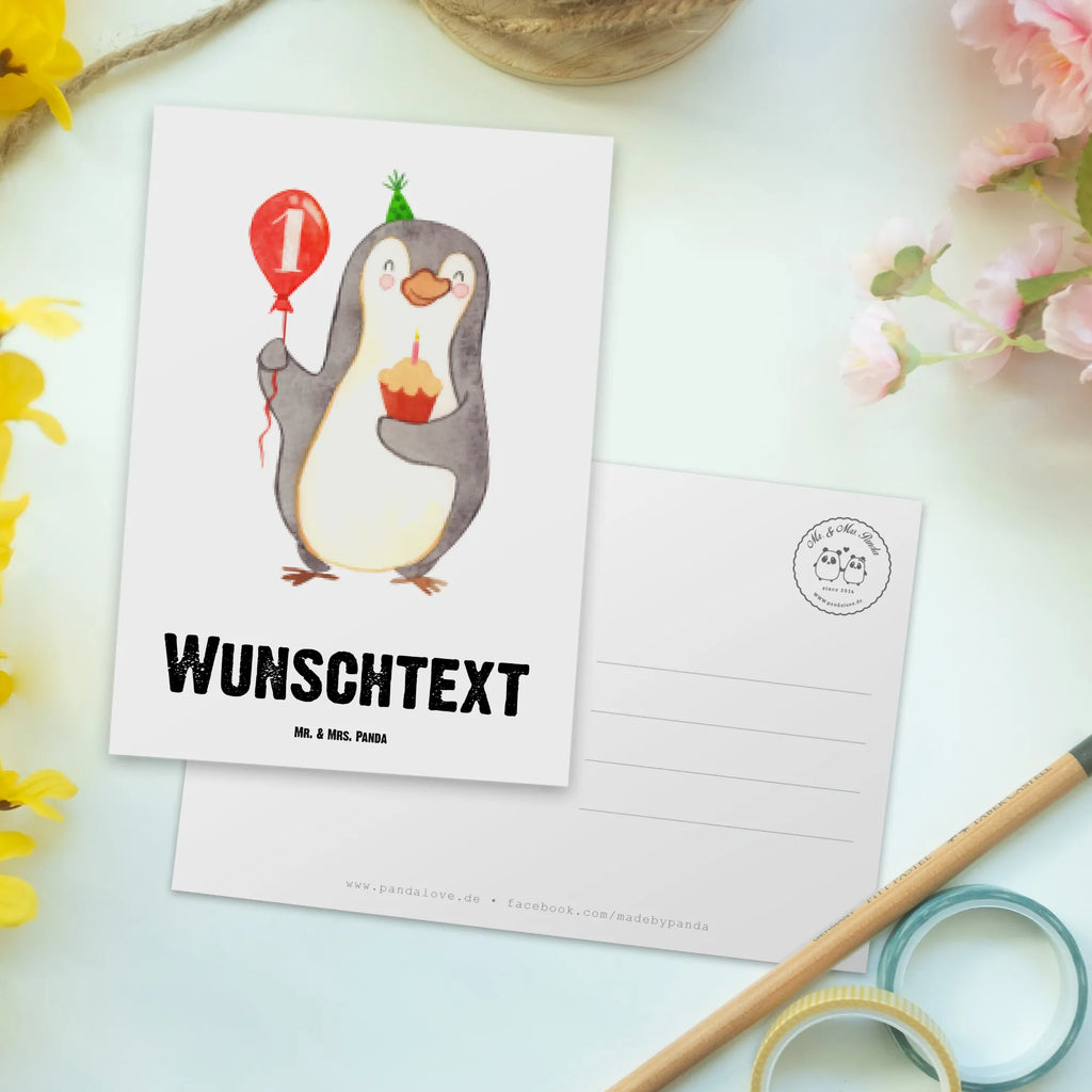 Personalisierte Postkarte 1. Geburtstag Pinguin Luftballon Postkarte mit Namen, Postkarte bedrucken, Postkarte mit Wunschtext, Postkarte personalisierbar, Geschenkkarte mit Namen, Grußkarte mit Namen, Karte mit Namen, Einladung mit Namen, Ansichtskarte mit Namen, Geschenkkarte mit Wunschtext, Grußkarte mit Wunschtext, Karte mit Wunschtext, Einladung mit Wunschtext, Ansichtskarte mit Wunschtext, Geburtstag, Geburtstagsgeschenk, Geschenk, Pinguin, Geburtstage, Happy Birthday, Geburtstagsfeier