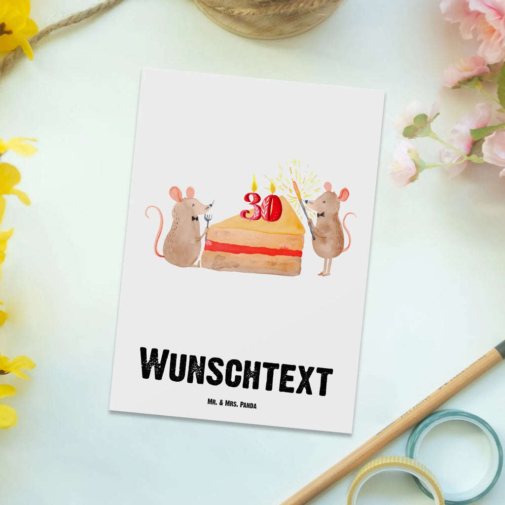 Personalisierte Postkarte 30. Geburtstag Mäuse Kuchen Postkarte mit Namen, Postkarte bedrucken, Postkarte mit Wunschtext, Postkarte personalisierbar, Geschenkkarte mit Namen, Grußkarte mit Namen, Karte mit Namen, Einladung mit Namen, Ansichtskarte mit Namen, Geschenkkarte mit Wunschtext, Grußkarte mit Wunschtext, Karte mit Wunschtext, Einladung mit Wunschtext, Ansichtskarte mit Wunschtext, Geburtstag, Geburtstagsgeschenk, Geschenk, Maus, Geburtstage, Happy Birthday, Geburtstagsfeier