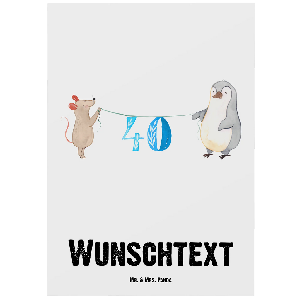 Personalisierte Postkarte 40. Geburtstag Maus Pinguin Postkarte mit Namen, Postkarte bedrucken, Postkarte mit Wunschtext, Postkarte personalisierbar, Geschenkkarte mit Namen, Grußkarte mit Namen, Karte mit Namen, Einladung mit Namen, Ansichtskarte mit Namen, Geschenkkarte mit Wunschtext, Grußkarte mit Wunschtext, Karte mit Wunschtext, Einladung mit Wunschtext, Ansichtskarte mit Wunschtext, Geburtstag, Geburtstagsgeschenk, Geschenk, Party, Feiern, Torte, Kuchen