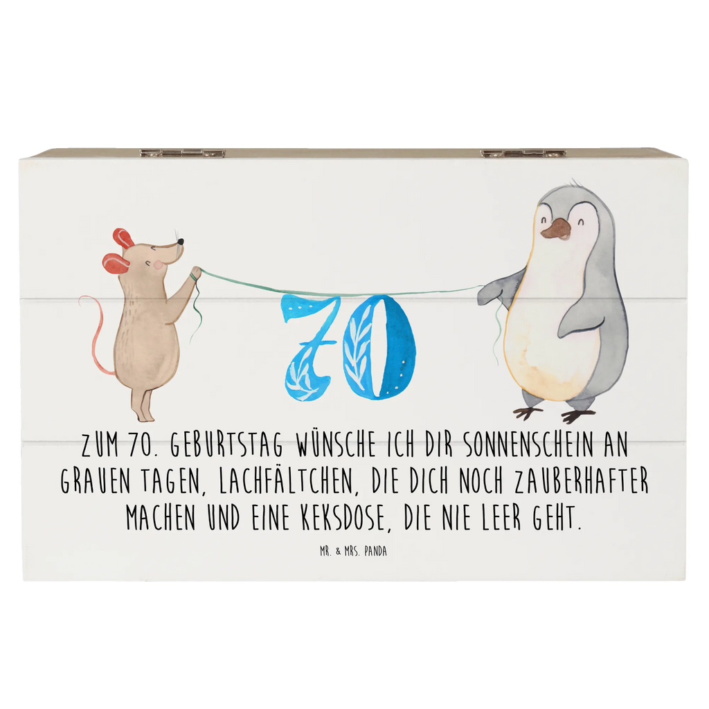 Holzkiste 70. Geburtstag Maus Pinguin Holzkiste, Kiste, Schatzkiste, Truhe, Schatulle, XXL, Erinnerungsbox, Erinnerungskiste, Dekokiste, Aufbewahrungsbox, Geschenkbox, Geschenkdose, Geburtstag, Geburtstagsgeschenk, Geschenk, Party, Feiern, Torte, Kuchen