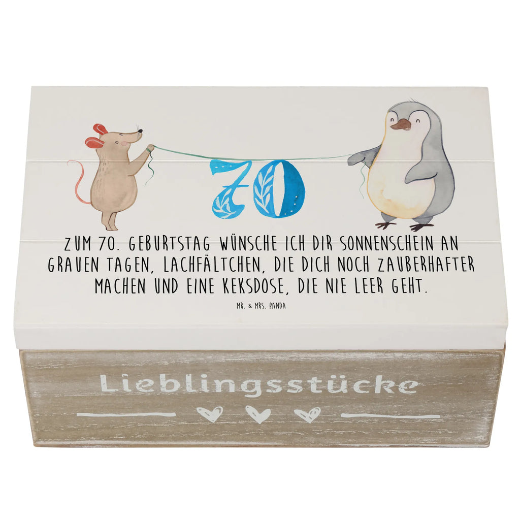 Holzkiste 70. Geburtstag Maus Pinguin Holzkiste, Kiste, Schatzkiste, Truhe, Schatulle, XXL, Erinnerungsbox, Erinnerungskiste, Dekokiste, Aufbewahrungsbox, Geschenkbox, Geschenkdose, Geburtstag, Geburtstagsgeschenk, Geschenk, Party, Feiern, Torte, Kuchen