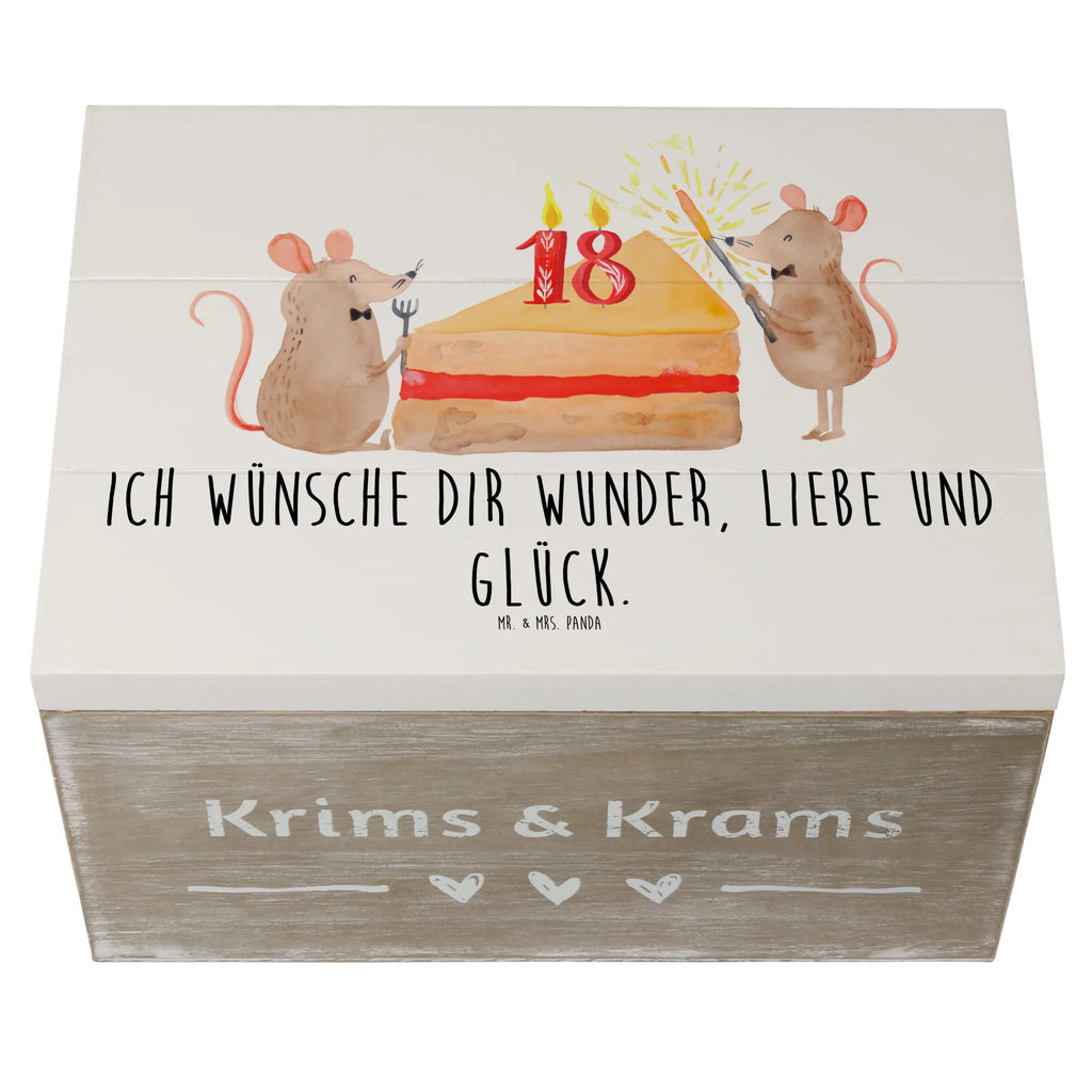 Holzkiste 18. Geburtstag Mäuse Kuchen Holzkiste, Kiste, Schatzkiste, Truhe, Schatulle, XXL, Erinnerungsbox, Erinnerungskiste, Dekokiste, Aufbewahrungsbox, Geschenkbox, Geschenkdose, Geburtstag, Geburtstagsgeschenk, Geschenk, Maus, Geburtstage, Happy Birthday, Geburtstagsfeier