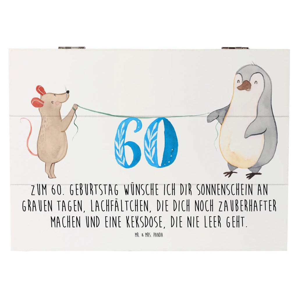 Holzkiste 60. Geburtstag Maus Pinguin Holzkiste, Kiste, Schatzkiste, Truhe, Schatulle, XXL, Erinnerungsbox, Erinnerungskiste, Dekokiste, Aufbewahrungsbox, Geschenkbox, Geschenkdose, Geburtstag, Geburtstagsgeschenk, Geschenk, Party, Feiern, Torte, Kuchen