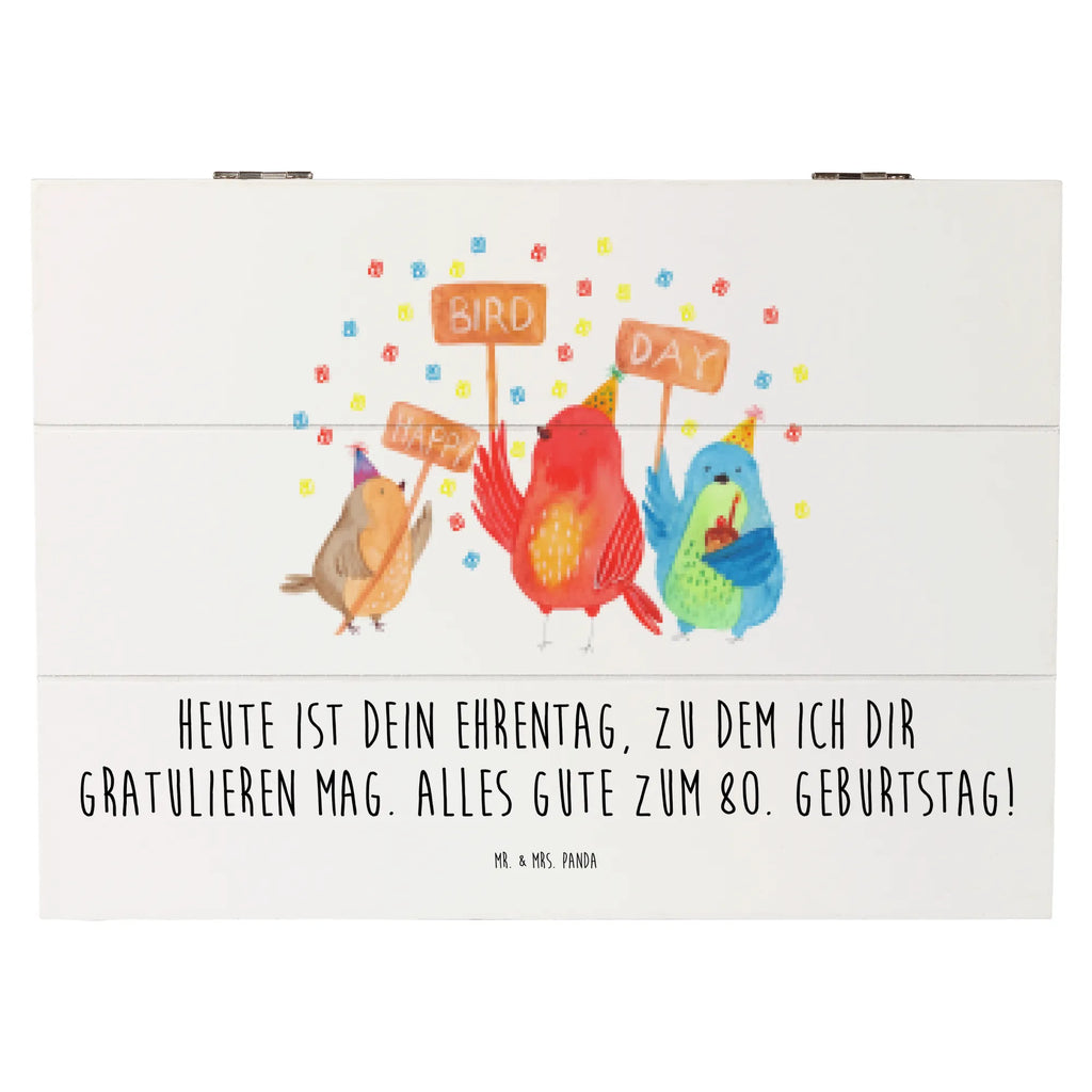 Holzkiste 80. Geburtstag Happy Bird Day Holzkiste, Kiste, Schatzkiste, Truhe, Schatulle, XXL, Erinnerungsbox, Erinnerungskiste, Dekokiste, Aufbewahrungsbox, Geschenkbox, Geschenkdose, Geburtstag, Geburtstagsgeschenk, Geschenk, zum, für, Feier, Mitbringsel