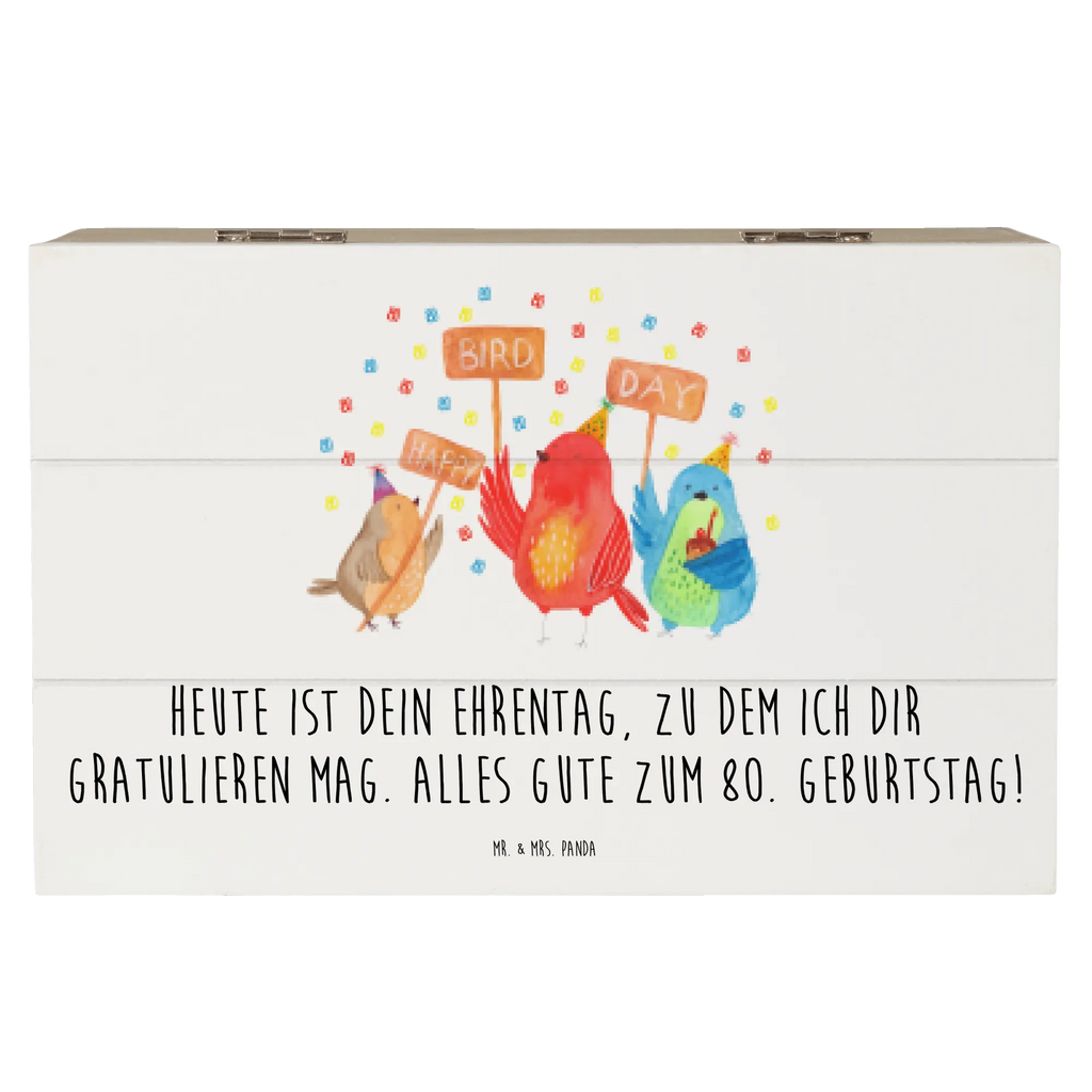 Holzkiste 80. Geburtstag Happy Bird Day Holzkiste, Kiste, Schatzkiste, Truhe, Schatulle, XXL, Erinnerungsbox, Erinnerungskiste, Dekokiste, Aufbewahrungsbox, Geschenkbox, Geschenkdose, Geburtstag, Geburtstagsgeschenk, Geschenk, zum, für, Feier, Mitbringsel