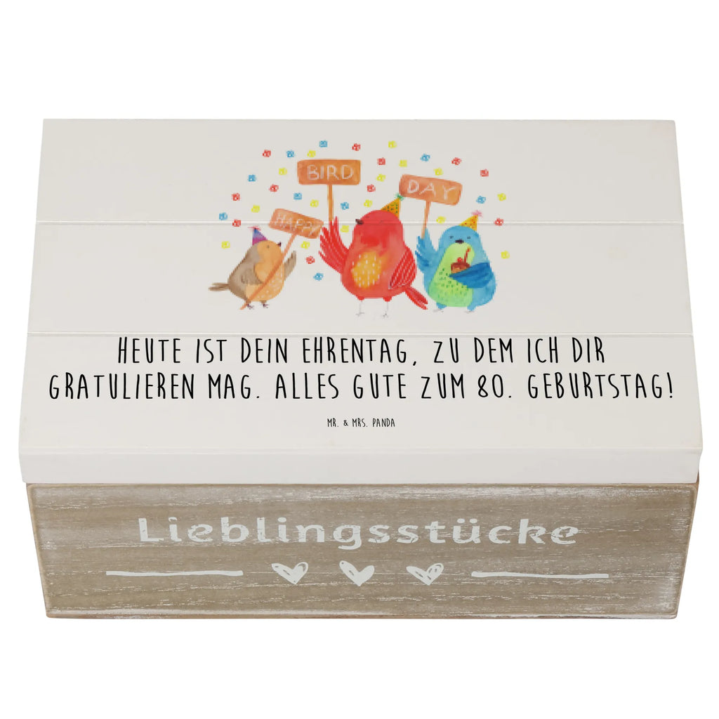 Holzkiste 80. Geburtstag Happy Bird Day Holzkiste, Kiste, Schatzkiste, Truhe, Schatulle, XXL, Erinnerungsbox, Erinnerungskiste, Dekokiste, Aufbewahrungsbox, Geschenkbox, Geschenkdose, Geburtstag, Geburtstagsgeschenk, Geschenk, zum, für, Feier, Mitbringsel