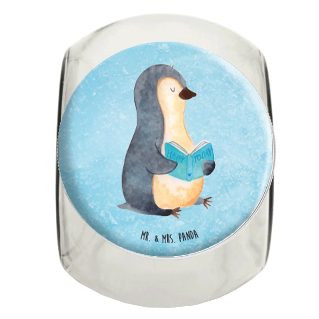 Bonbonglas Pinguin Buch Vorratsdose, Vorratsbehälter, Süßigkeitenglas, Süßigkeitendose, Kaffeedose, Müslidose, Teedose, Keksbehälter, Keksedose, Glasdose, Glasbälter, Vorratsglas, Küchenbehälter, Aufbewahrungsdose, Aufbewahungsglas, Gewürzdose, Küchenorganizer, Snackdose, Pinguin, Pinguine, Buch, Lesen, Bücherwurm, Nichtstun, Faulenzen, Ferien, Urlaub, Freizeit