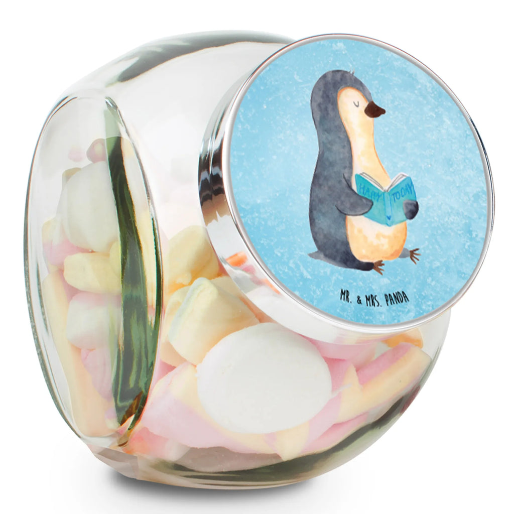 Bonbonglas Pinguin Buch Vorratsdose, Vorratsbehälter, Süßigkeitenglas, Süßigkeitendose, Kaffeedose, Müslidose, Teedose, Keksbehälter, Keksedose, Glasdose, Glasbälter, Vorratsglas, Küchenbehälter, Aufbewahrungsdose, Aufbewahungsglas, Gewürzdose, Küchenorganizer, Snackdose, Pinguin, Pinguine, Buch, Lesen, Bücherwurm, Nichtstun, Faulenzen, Ferien, Urlaub, Freizeit