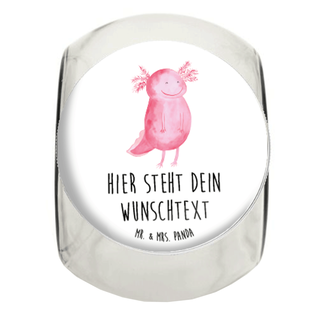 Personalisiertes Bonbonglas Axolotl glücklich Vorratsdose, Vorratsbehälter, Süßigkeitenglas, Süßigkeitendose, Kaffeedose, Müslidose, Teedose, Keksbehälter, Keksedose, Glasdose, Glasbälter, Vorratsglas, Küchenbehälter, Aufbewahrungsdose, Aufbewahungsglas, Gewürzdose, Küchenorganizer, Snackdose, Axolotl, Molch, Axolot, Schwanzlurch, Lurch, Lurche, Motivation, gute Laune