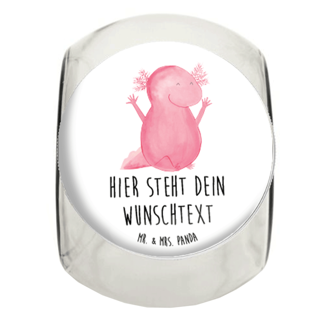 Personalisiertes Bonbonglas Axolotl Hurra Vorratsdose, Vorratsbehälter, Süßigkeitenglas, Süßigkeitendose, Kaffeedose, Müslidose, Teedose, Keksbehälter, Keksedose, Glasdose, Glasbälter, Vorratsglas, Küchenbehälter, Aufbewahrungsdose, Aufbewahungsglas, Gewürzdose, Küchenorganizer, Snackdose, Axolotl, Molch, Axolot, Schwanzlurch, Lurch, Lurche, fröhlich, Spaß, Freude, Motivation, Zufriedenheit