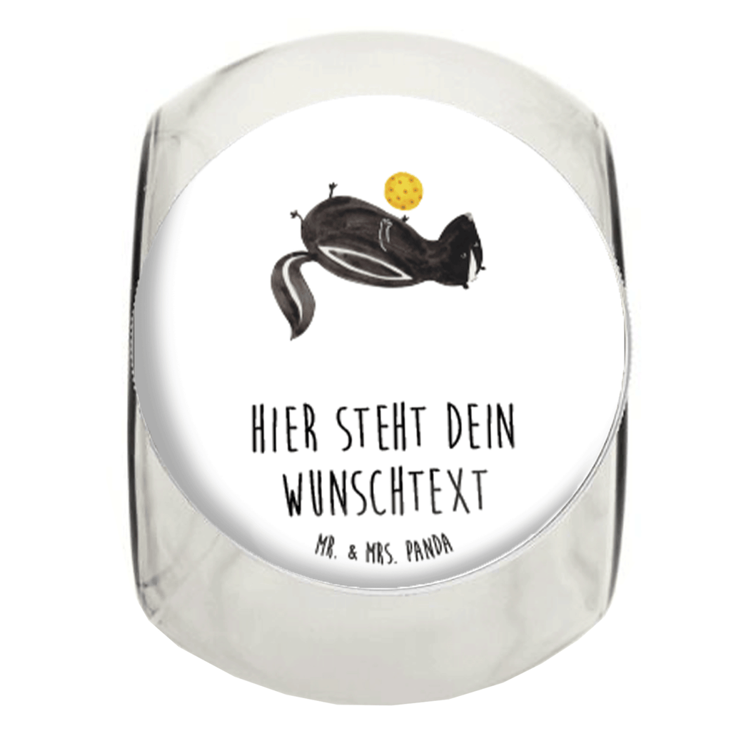 Personalisiertes Bonbonglas Stinktier Ball Vorratsdose, Vorratsbehälter, Süßigkeitenglas, Süßigkeitendose, Kaffeedose, Müslidose, Teedose, Keksbehälter, Keksedose, Glasdose, Glasbälter, Vorratsglas, Küchenbehälter, Aufbewahrungsdose, Aufbewahungsglas, Gewürzdose, Küchenorganizer, Snackdose, Stinktier, Skunk, Wildtier, Raubtier, Stinker, Stinki, verspielt, Weisheit