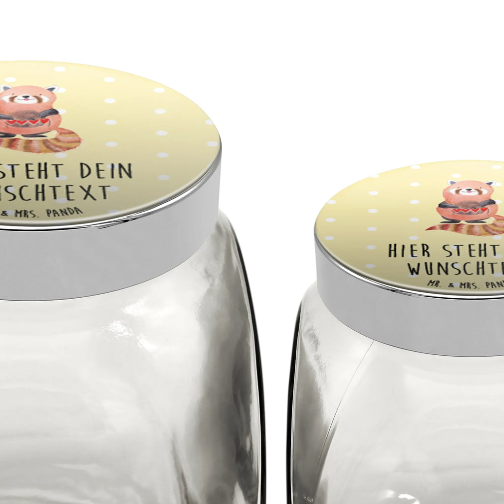 Personalisiertes Bonbonglas Roter Panda Vorratsdose, Vorratsbehälter, Süßigkeitenglas, Süßigkeitendose, Kaffeedose, Müslidose, Teedose, Keksbehälter, Keksedose, Glasdose, Glasbälter, Vorratsglas, Küchenbehälter, Aufbewahrungsdose, Aufbewahungsglas, Gewürzdose, Küchenorganizer, Snackdose, Tiermotive, Gute Laune, lustige Sprüche, Tiere, Panda, Liebe, Rot, Herz, Liebling, Lieblingsmensch