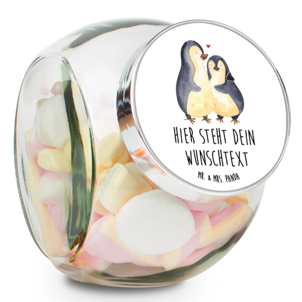 Personalisiertes Bonbonglas Pinguin umarmend Vorratsdose, Vorratsbehälter, Süßigkeitenglas, Süßigkeitendose, Kaffeedose, Müslidose, Teedose, Keksbehälter, Keksedose, Glasdose, Glasbälter, Vorratsglas, Küchenbehälter, Aufbewahrungsdose, Aufbewahungsglas, Gewürzdose, Küchenorganizer, Snackdose, Pinguin, Liebe, Liebespaar, Liebesbeweis, Liebesgeschenk, Verlobung, Jahrestag, Hochzeitstag, Hochzeit, Hochzeitsgeschenk