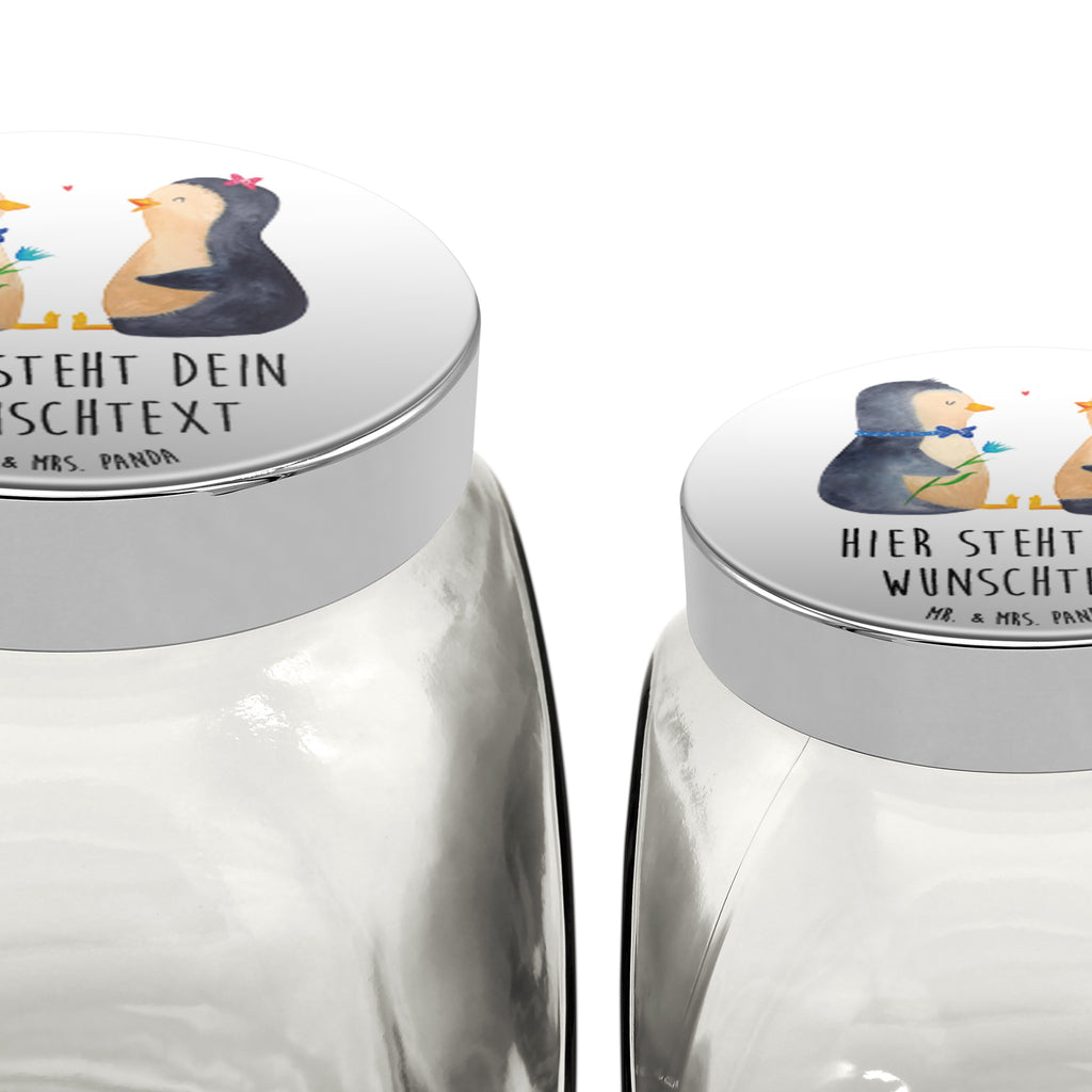 Personalisiertes Bonbonglas Pinguin Pärchen Vorratsdose, Vorratsbehälter, Süßigkeitenglas, Süßigkeitendose, Kaffeedose, Müslidose, Teedose, Keksbehälter, Keksedose, Glasdose, Glasbälter, Vorratsglas, Küchenbehälter, Aufbewahrungsdose, Aufbewahungsglas, Gewürzdose, Küchenorganizer, Snackdose, Pinguin, Pinguine, Liebe, Liebespaar, Liebesbeweis, Liebesgeschenk, Verlobung, Jahrestag, Hochzeitstag, Hochzeit, Hochzeitsgeschenk, große Liebe, Traumpaar