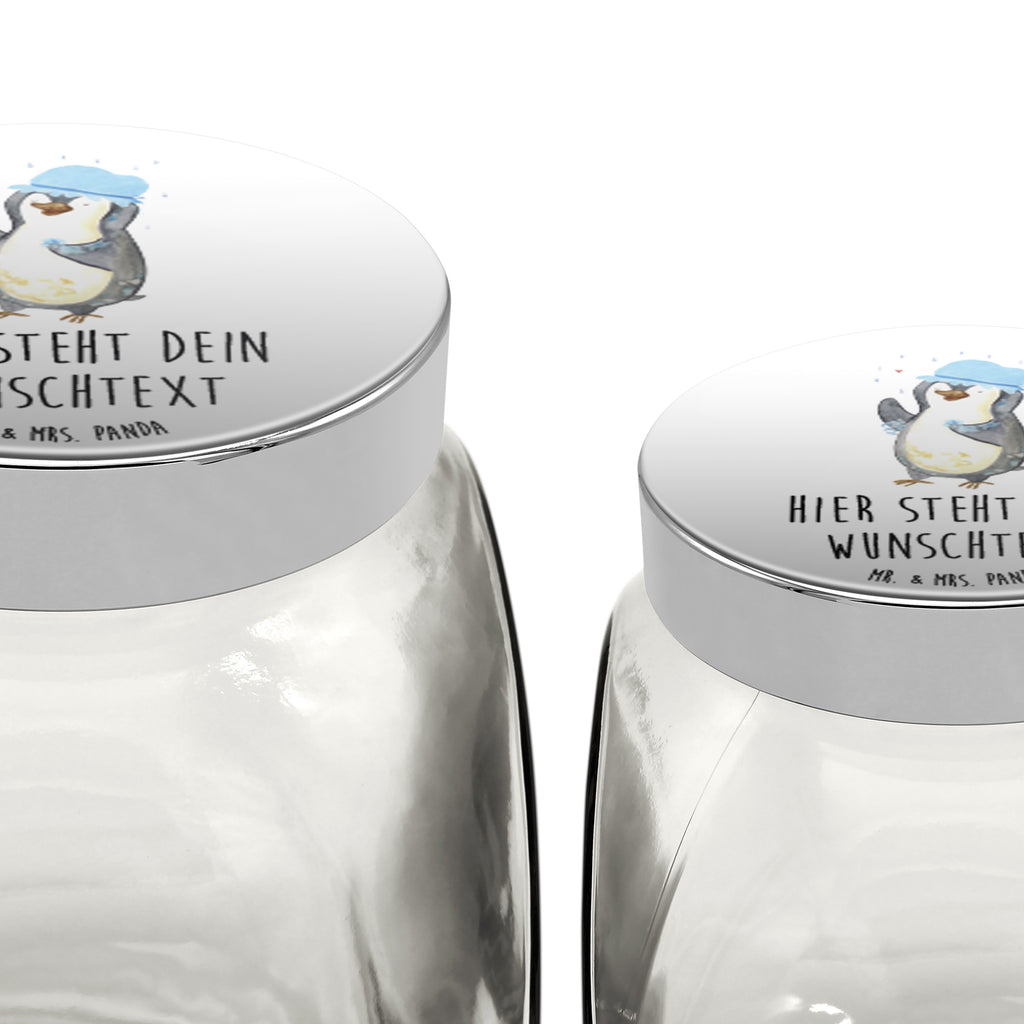 Personalisiertes Bonbonglas Pinguin duscht Vorratsdose, Vorratsbehälter, Süßigkeitenglas, Süßigkeitendose, Kaffeedose, Müslidose, Teedose, Keksbehälter, Keksedose, Glasdose, Glasbälter, Vorratsglas, Küchenbehälter, Aufbewahrungsdose, Aufbewahungsglas, Gewürzdose, Küchenorganizer, Snackdose, Pinguin, Pinguine, Dusche, duschen, Lebensmotto, Motivation, Neustart, Neuanfang, glücklich sein