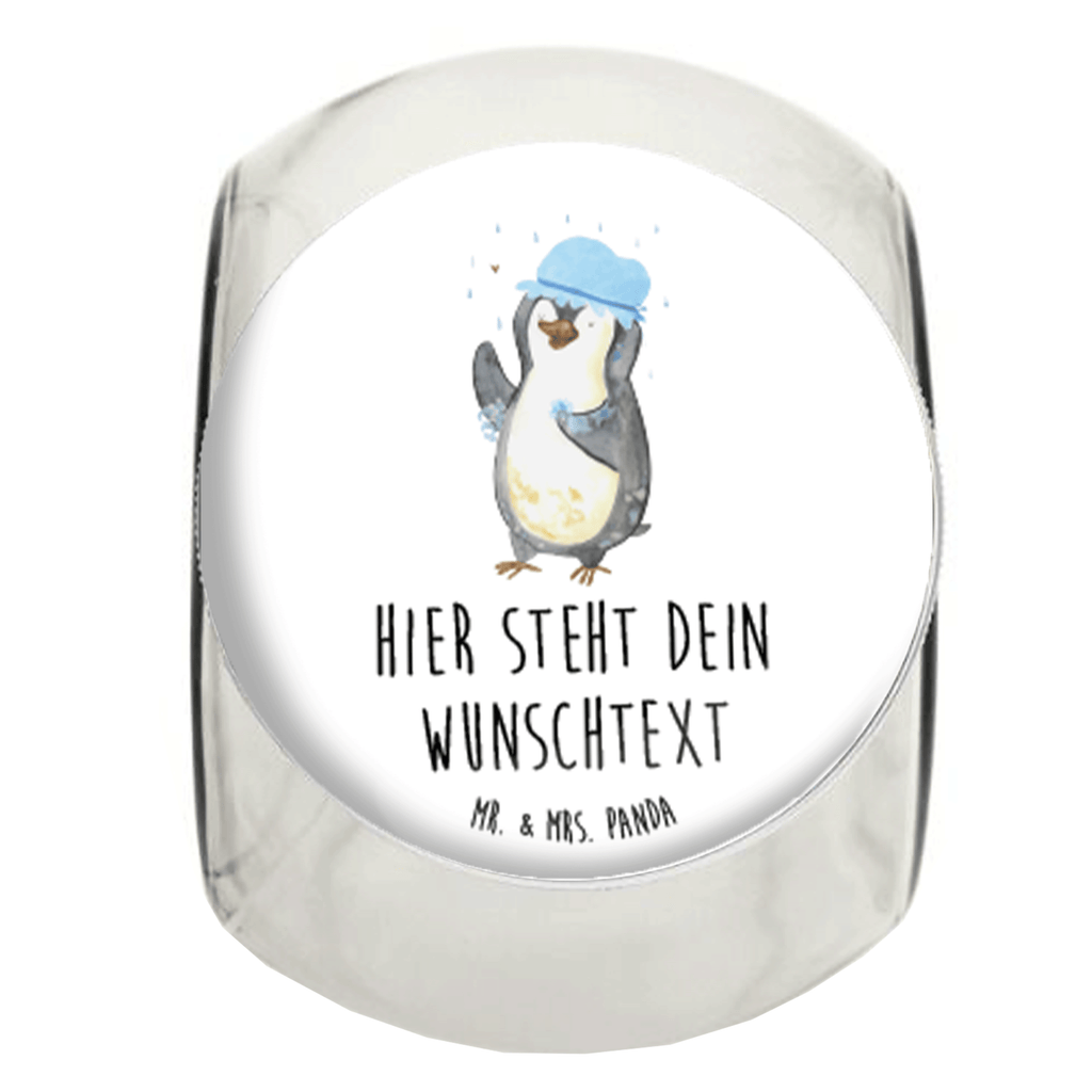 Personalisiertes Bonbonglas Pinguin duscht Vorratsdose, Vorratsbehälter, Süßigkeitenglas, Süßigkeitendose, Kaffeedose, Müslidose, Teedose, Keksbehälter, Keksedose, Glasdose, Glasbälter, Vorratsglas, Küchenbehälter, Aufbewahrungsdose, Aufbewahungsglas, Gewürzdose, Küchenorganizer, Snackdose, Pinguin, Pinguine, Dusche, duschen, Lebensmotto, Motivation, Neustart, Neuanfang, glücklich sein