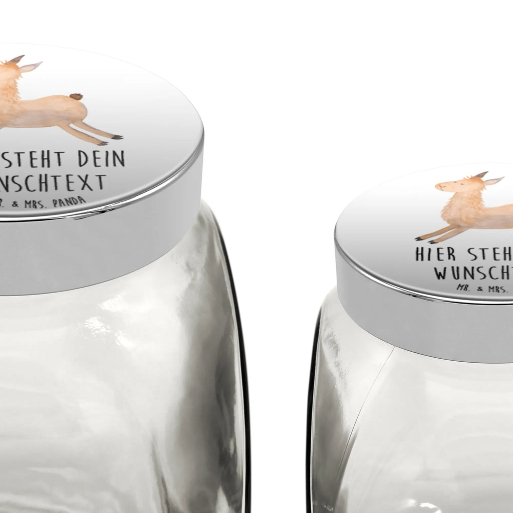 Personalisiertes Bonbonglas Lama Springen Vorratsdose, Vorratsbehälter, Süßigkeitenglas, Süßigkeitendose, Kaffeedose, Müslidose, Teedose, Keksbehälter, Keksedose, Glasdose, Glasbälter, Vorratsglas, Küchenbehälter, Aufbewahrungsdose, Aufbewahungsglas, Gewürzdose, Küchenorganizer, Snackdose, Lama, Alpaka, Lamas, Lieblingstag, Happy day, fröhlich, Glück, Freundin, Liebeskummer, Neustart, guten Morgen, Start, Prüfung, Abitur