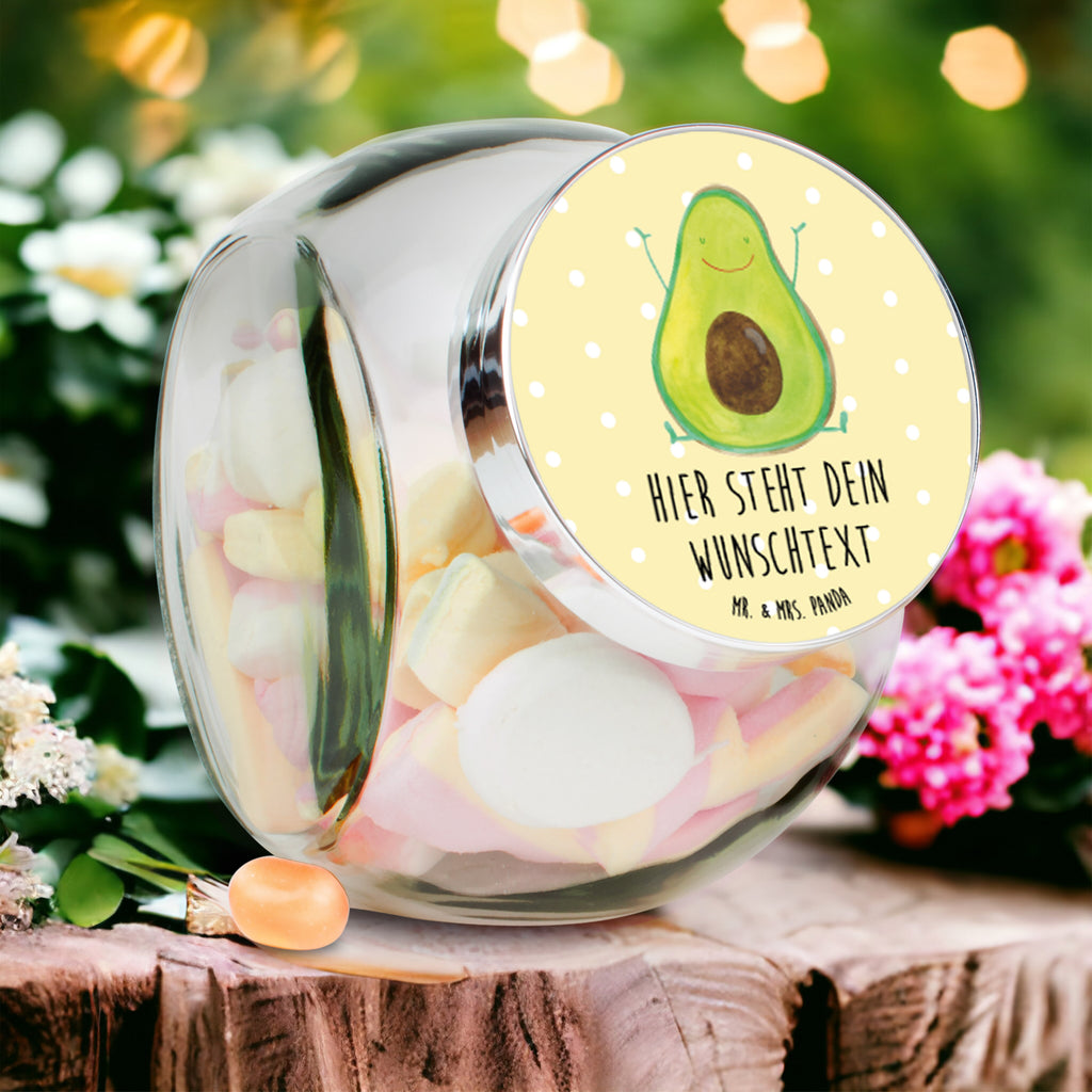 Personalisiertes Bonbonglas Avocado Happy Vorratsdose, Vorratsbehälter, Süßigkeitenglas, Süßigkeitendose, Kaffeedose, Müslidose, Teedose, Keksbehälter, Keksedose, Glasdose, Glasbälter, Vorratsglas, Küchenbehälter, Aufbewahrungsdose, Aufbewahungsglas, Gewürzdose, Küchenorganizer, Snackdose, Avocado, Veggie, Vegan, Gesund, Chaos