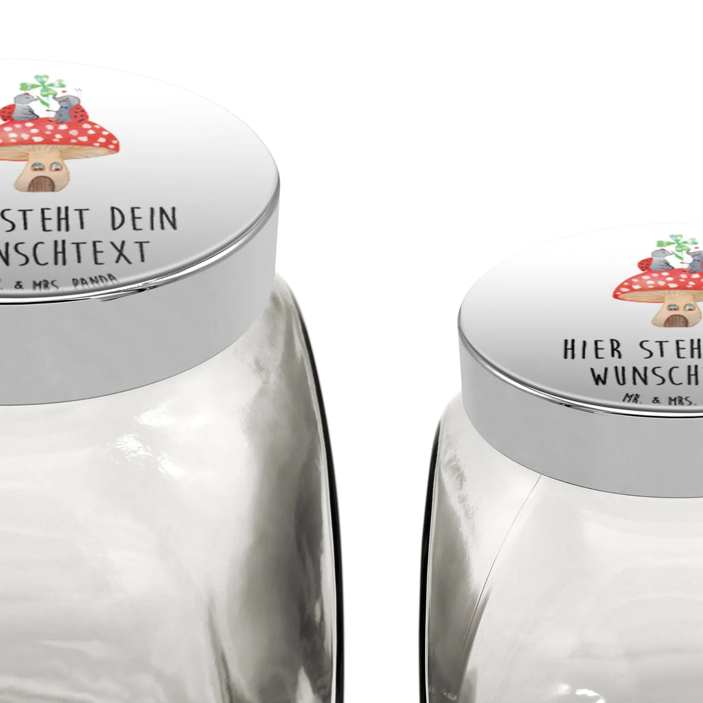 Personalisiertes Bonbonglas Marienkäfer Paar Fliegenpilz Vorratsdose, Vorratsbehälter, Süßigkeitenglas, Süßigkeitendose, Kaffeedose, Müslidose, Teedose, Keksbehälter, Keksedose, Glasdose, Glasbälter, Vorratsglas, Küchenbehälter, Aufbewahrungsdose, Aufbewahungsglas, Gewürzdose, Küchenorganizer, Snackdose, Tiermotive, Gute Laune, lustige Sprüche, Tiere, Haus, Wohnung, zuhause, Fliegenpilz, Marienkäfer, Fleigenpilzhaus