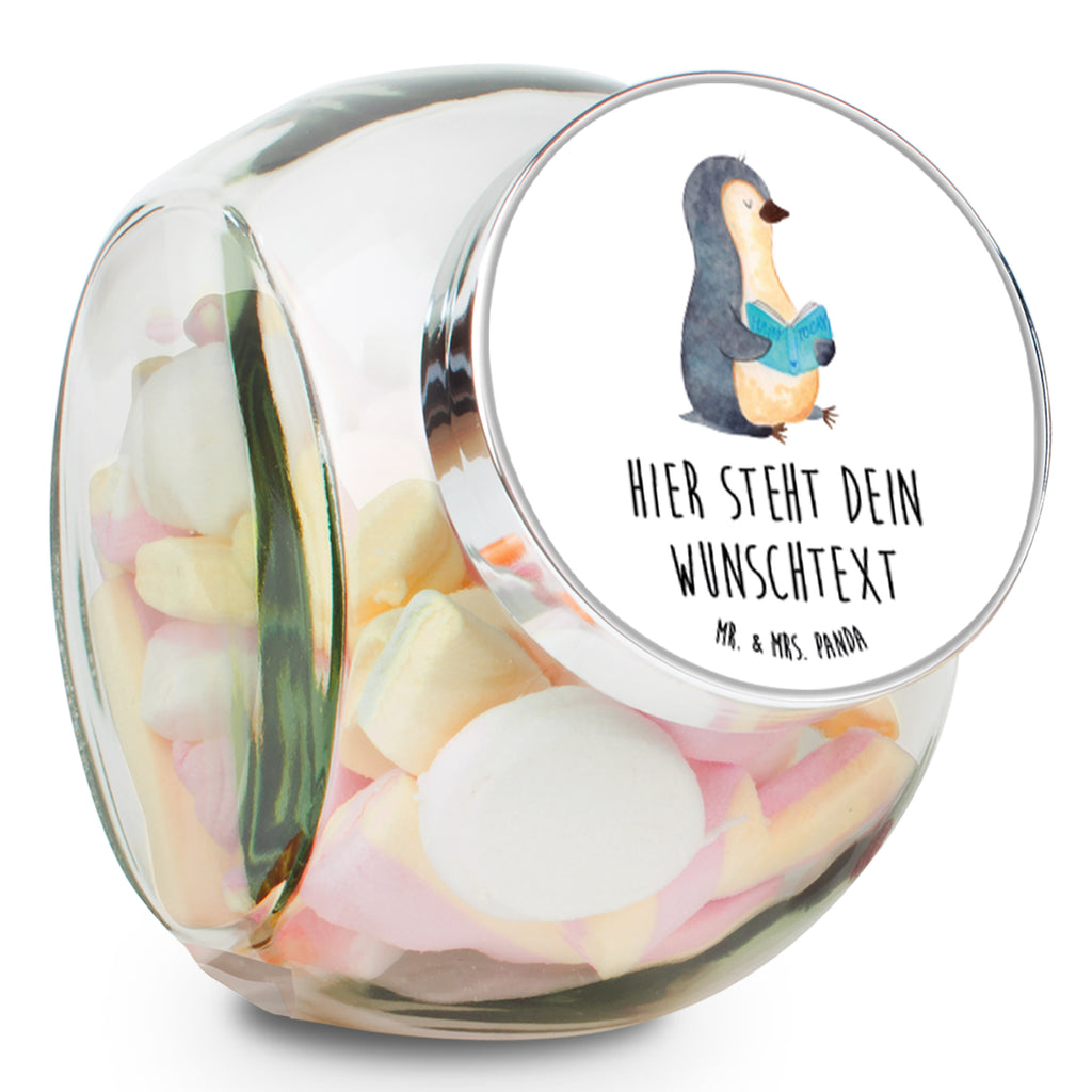 Personalisiertes Bonbonglas Pinguin Buch Vorratsdose, Vorratsbehälter, Süßigkeitenglas, Süßigkeitendose, Kaffeedose, Müslidose, Teedose, Keksbehälter, Keksedose, Glasdose, Glasbälter, Vorratsglas, Küchenbehälter, Aufbewahrungsdose, Aufbewahungsglas, Gewürzdose, Küchenorganizer, Snackdose, Pinguin, Pinguine, Buch, Lesen, Bücherwurm, Nichtstun, Faulenzen, Ferien, Urlaub, Freizeit