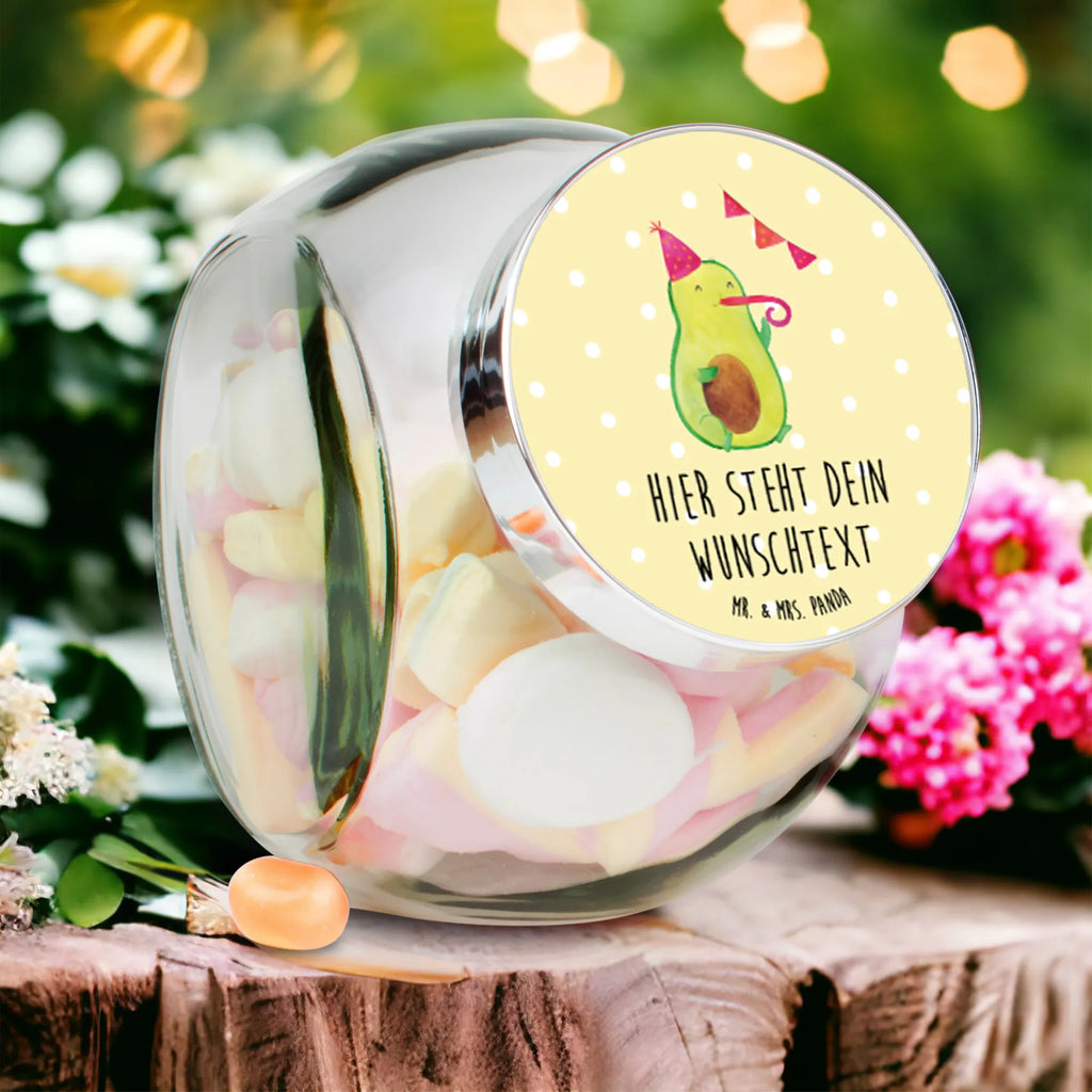 Personalisiertes Bonbonglas Avocado Party Time Vorratsdose, Vorratsbehälter, Süßigkeitenglas, Süßigkeitendose, Kaffeedose, Müslidose, Teedose, Keksbehälter, Keksedose, Glasdose, Glasbälter, Vorratsglas, Küchenbehälter, Aufbewahrungsdose, Aufbewahungsglas, Gewürzdose, Küchenorganizer, Snackdose, Avocado, Veggie, Vegan, Gesund