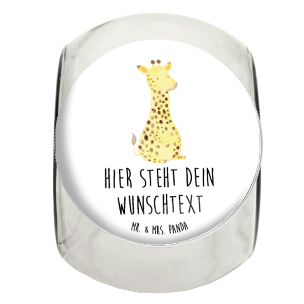 Personalisiertes Bonbonglas Giraffe Zufrieden Vorratsdose, Vorratsbehälter, Süßigkeitenglas, Süßigkeitendose, Kaffeedose, Müslidose, Teedose, Keksbehälter, Keksedose, Glasdose, Glasbälter, Vorratsglas, Küchenbehälter, Aufbewahrungsdose, Aufbewahungsglas, Gewürzdose, Küchenorganizer, Snackdose, Afrika, Wildtiere, Giraffe, Zufrieden, Glück, Abenteuer