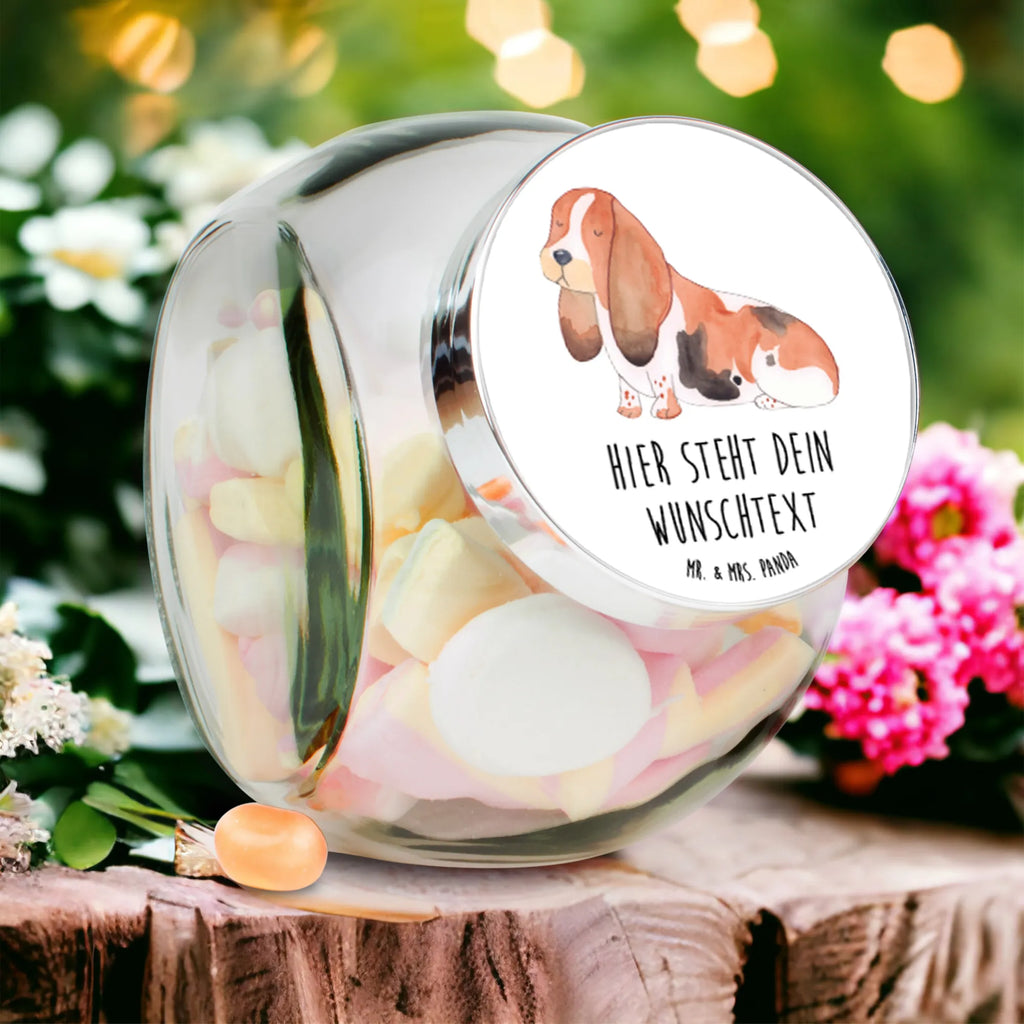 Personalisiertes Bonbonglas Hund Basset Hound Vorratsdose, Vorratsbehälter, Süßigkeitenglas, Süßigkeitendose, Kaffeedose, Müslidose, Teedose, Keksbehälter, Keksedose, Glasdose, Glasbälter, Vorratsglas, Küchenbehälter, Aufbewahrungsdose, Aufbewahungsglas, Gewürzdose, Küchenorganizer, Snackdose, Hund, Hundemotiv, Haustier, Hunderasse, Tierliebhaber, Hundebesitzer, Sprüche, Basset Hound, Basset, Hundeliebe, kinderlos