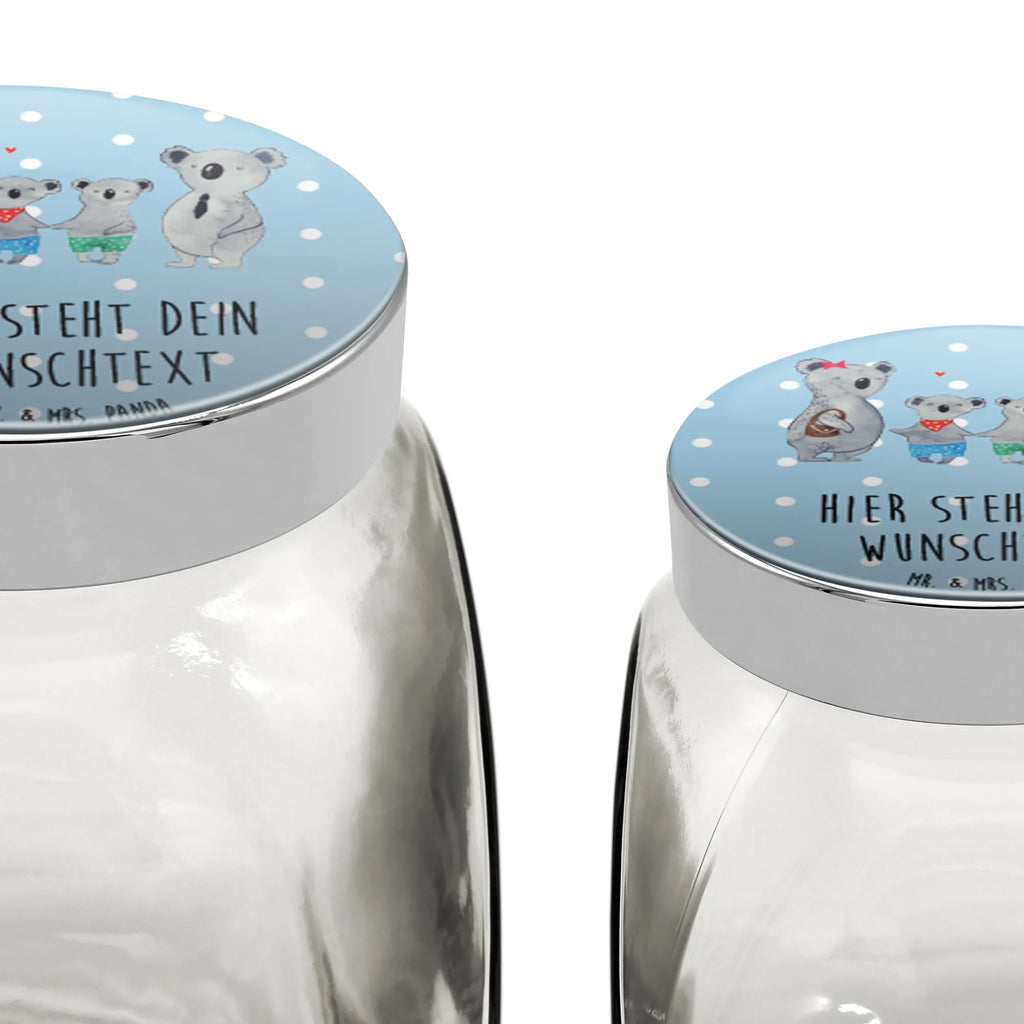 Personalisiertes Bonbonglas Koala Familie zwei Vorratsdose, Vorratsbehälter, Süßigkeitenglas, Süßigkeitendose, Kaffeedose, Müslidose, Teedose, Keksbehälter, Keksedose, Glasdose, Glasbälter, Vorratsglas, Küchenbehälter, Aufbewahrungsdose, Aufbewahungsglas, Gewürzdose, Küchenorganizer, Snackdose, Familie, Vatertag, Muttertag, Bruder, Schwester, Mama, Papa, Oma, Opa, Koala, Koalabär, beste Familie, Familienzeit, Familienleben, Koalafamilie, Lieblingsfamilie