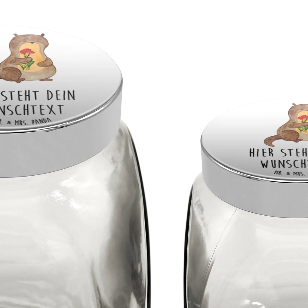 Personalisiertes Bonbonglas Otter Blumenstrauß Vorratsdose, Vorratsbehälter, Süßigkeitenglas, Süßigkeitendose, Kaffeedose, Müslidose, Teedose, Keksbehälter, Keksedose, Glasdose, Glasbälter, Vorratsglas, Küchenbehälter, Aufbewahrungsdose, Aufbewahungsglas, Gewürzdose, Küchenorganizer, Snackdose, Otter, Fischotter, Seeotter, Otter Seeotter See Otter