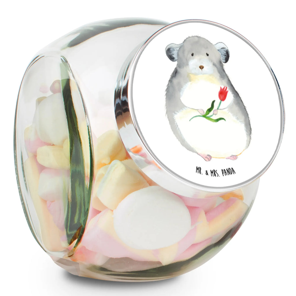 Bonbonglas Chinchilla mit Blume Vorratsdose, Vorratsbehälter, Süßigkeitenglas, Süßigkeitendose, Kaffeedose, Müslidose, Teedose, Keksbehälter, Keksedose, Glasdose, Glasbälter, Vorratsglas, Küchenbehälter, Aufbewahrungsdose, Aufbewahungsglas, Gewürzdose, Küchenorganizer, Snackdose, Tiermotive, Gute Laune, lustige Sprüche, Tiere, Chinchilla, Chinchillas, Liebeskummer, Kummer, Depressionen, traurig sein, Chaos, Glücklichsein, Büro, Büroalltag