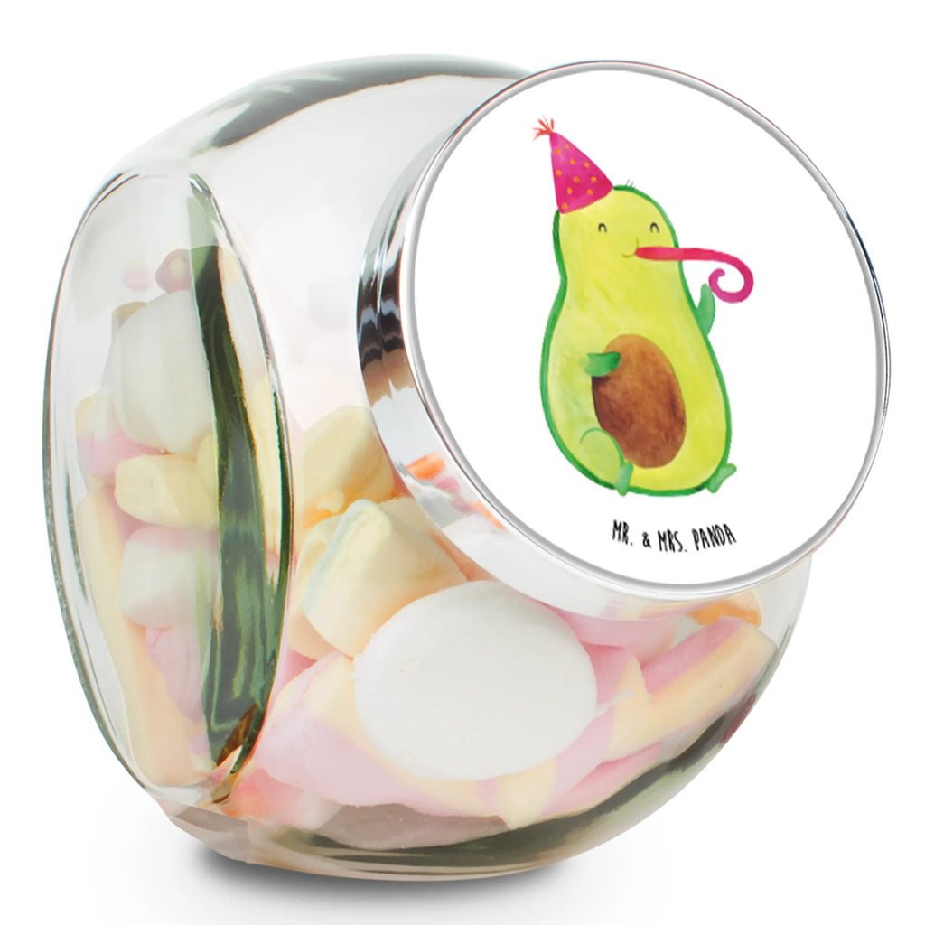 Bonbonglas Avocado Partyhupe Vorratsdose, Vorratsbehälter, Süßigkeitenglas, Süßigkeitendose, Kaffeedose, Müslidose, Teedose, Keksbehälter, Keksedose, Glasdose, Glasbälter, Vorratsglas, Küchenbehälter, Aufbewahrungsdose, Aufbewahungsglas, Gewürzdose, Küchenorganizer, Snackdose, Avocado, Veggie, Vegan, Gesund, Party, Feierlichkeit, Feier, Fete, Geburtstag, Gute Laune, Tröte