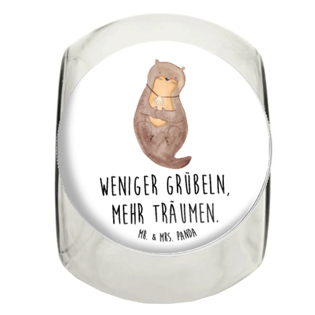 Bonbonglas Otter mit Muschelmedaillon Vorratsdose, Vorratsbehälter, Süßigkeitenglas, Süßigkeitendose, Kaffeedose, Müslidose, Teedose, Keksbehälter, Keksedose, Glasdose, Glasbälter, Vorratsglas, Küchenbehälter, Aufbewahrungsdose, Aufbewahungsglas, Gewürzdose, Küchenorganizer, Snackdose, Otter, Fischotter, Seeotter, Otterliebe, grübeln, träumen, Motivation, Tagträumen, Büro