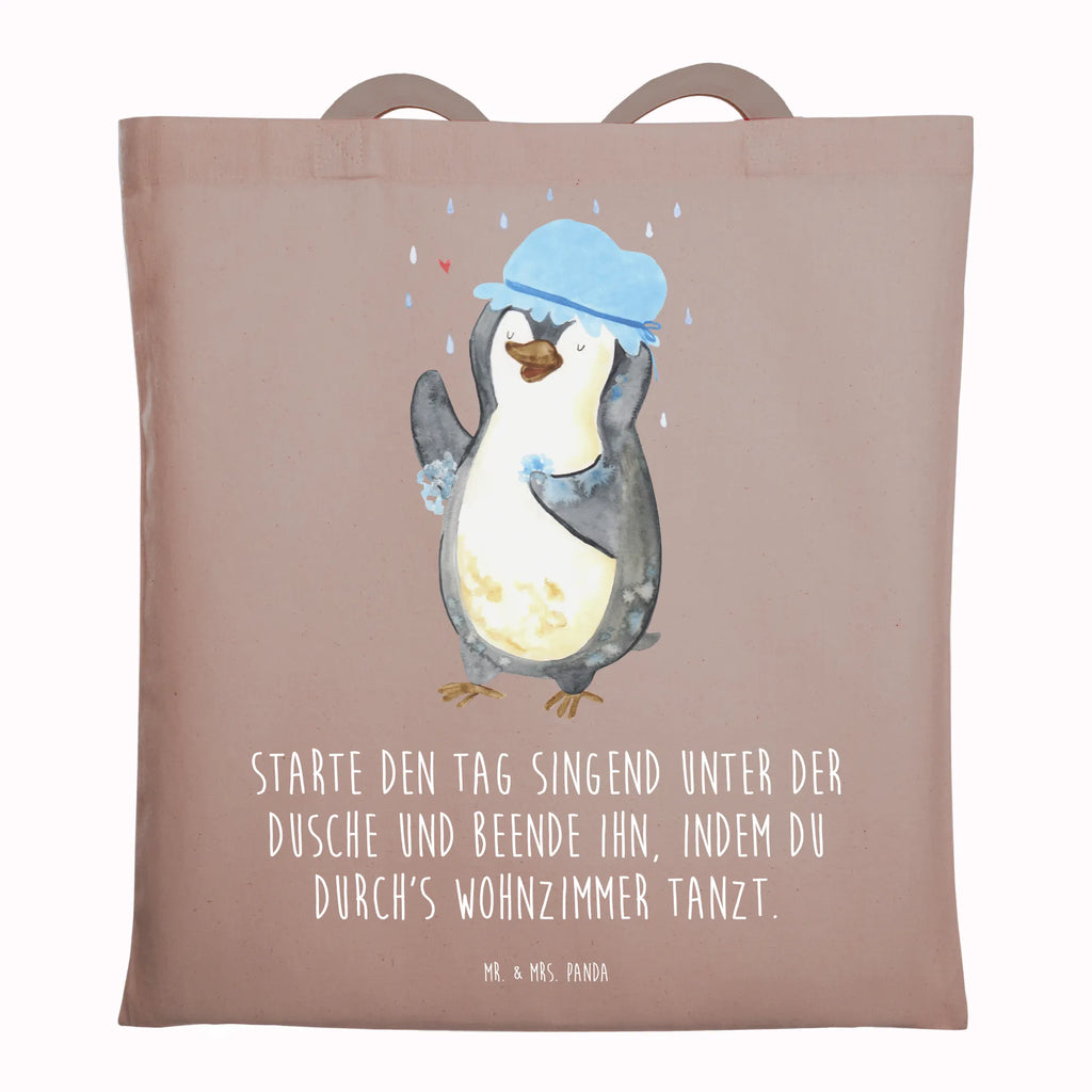 Tragetasche Pinguin Duschen Beuteltasche, Beutel, Einkaufstasche, Jutebeutel, Stoffbeutel, Tasche, Shopper, Umhängetasche, Strandtasche, Schultertasche, Stofftasche, Tragetasche, Badetasche, Jutetasche, Einkaufstüte, Laptoptasche, Pinguin, Pinguine, Dusche, duschen, Lebensmotto, Motivation, Neustart, Neuanfang, glücklich sein