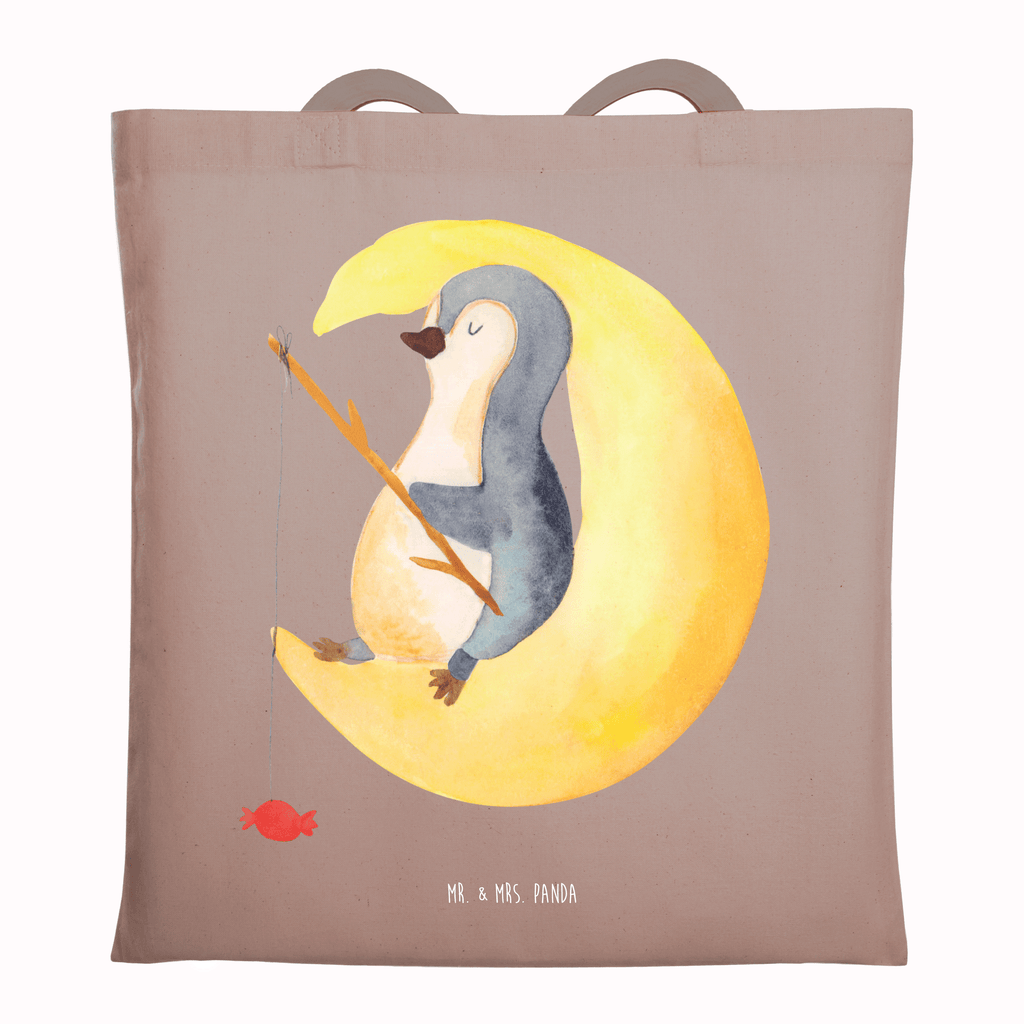 Tragetasche Pinguin Mond Beuteltasche, Beutel, Einkaufstasche, Jutebeutel, Stoffbeutel, Tasche, Shopper, Umhängetasche, Strandtasche, Schultertasche, Stofftasche, Tragetasche, Badetasche, Jutetasche, Einkaufstüte, Laptoptasche, Pinguin, Pinguine, Spruch, schlafen, Nachtruhe, Einschlafen, Schlafzimmer, Schlafstörungen, Gästezimmer