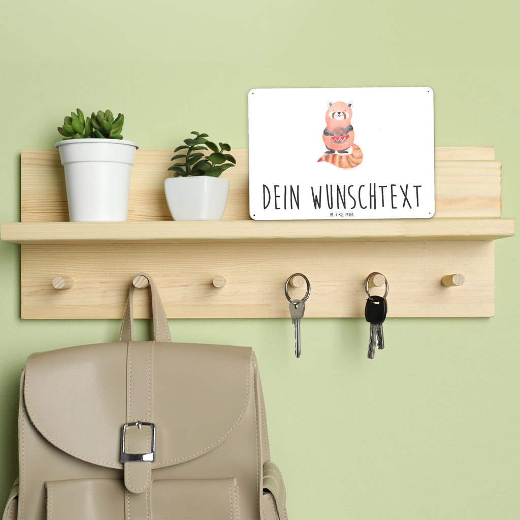 Personalisiertes Blechschild Roter Panda Blechschild, Metallschild, Geschenk Schild, Schild, Magnet-Metall-Schild, Deko Schild, Wandschild, Wand-Dekoration, Türschild, Tiermotive, Gute Laune, lustige Sprüche, Tiere, Panda, Liebe, Rot, Herz, Liebling, Lieblingsmensch