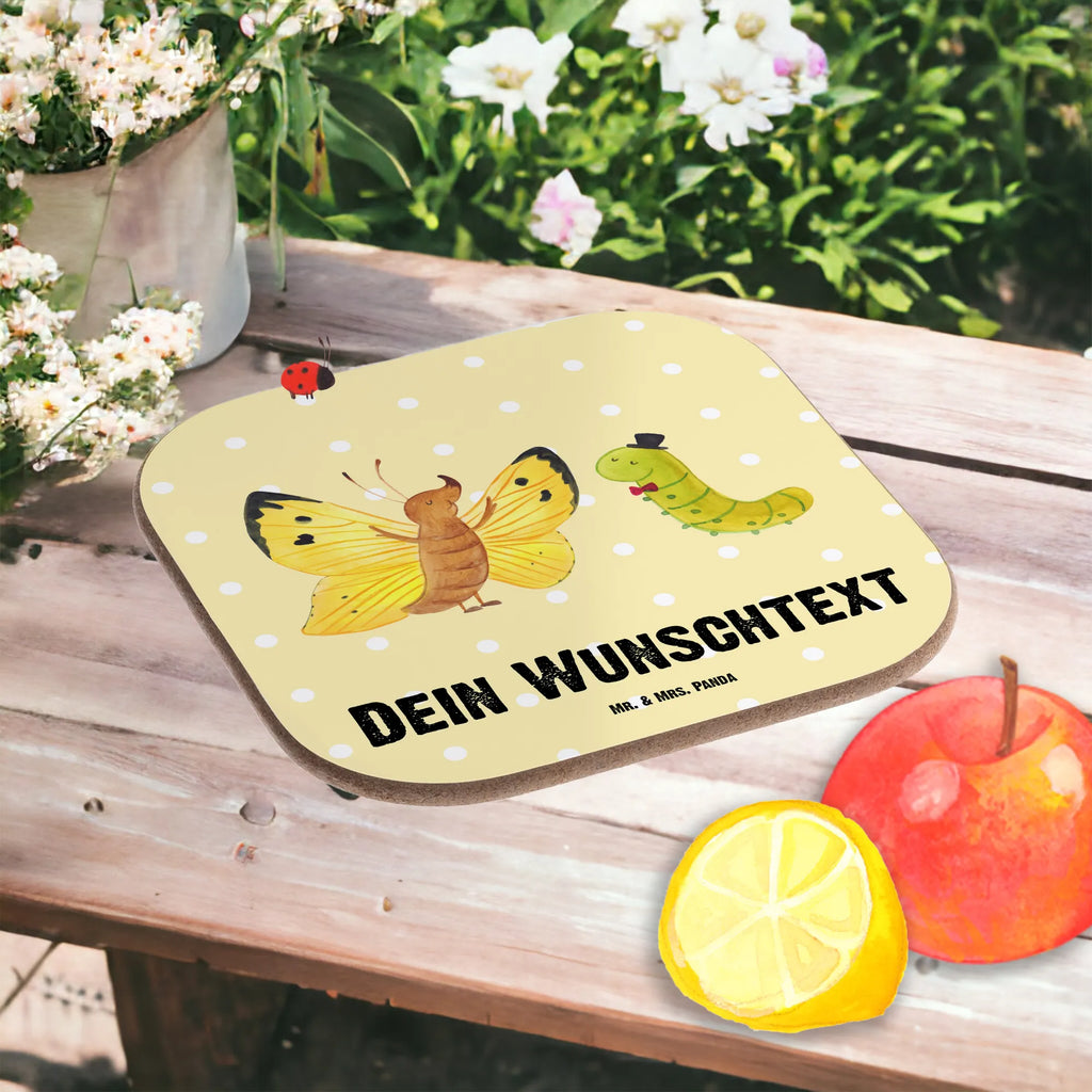 Personalisierte Untersetzer Raupe & Schmetterling Personalisierte Untersetzer, PErsonalisierte Bierdeckel, Personalisierte Glasuntersetzer, Peronalisierte Untersetzer Gläser, Personalisiert Getränkeuntersetzer, Untersetzer mit Namen, Bedrucken, Personalisieren, Namensaufdruck, Tiermotive, Gute Laune, lustige Sprüche, Tiere, Raupe, Schmetterling, Zitronenfalter, Entwicklung, Erwachsen werden, Kokon, Hut, Hütchen, Schönheit, Aufwachsen