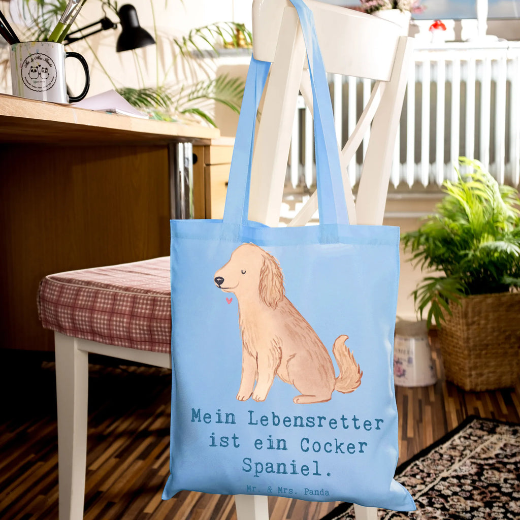 Tragetasche Cocker Spaniel Lebensretter Beuteltasche, Beutel, Einkaufstasche, Jutebeutel, Stoffbeutel, Tasche, Shopper, Umhängetasche, Strandtasche, Schultertasche, Stofftasche, Tragetasche, Badetasche, Jutetasche, Einkaufstüte, Laptoptasche, Hund, Hunderasse, Rassehund, Hundebesitzer, Geschenk, Tierfreund, Schenken, Welpe, Englische Cockerspaniel, Cocker Spaniel