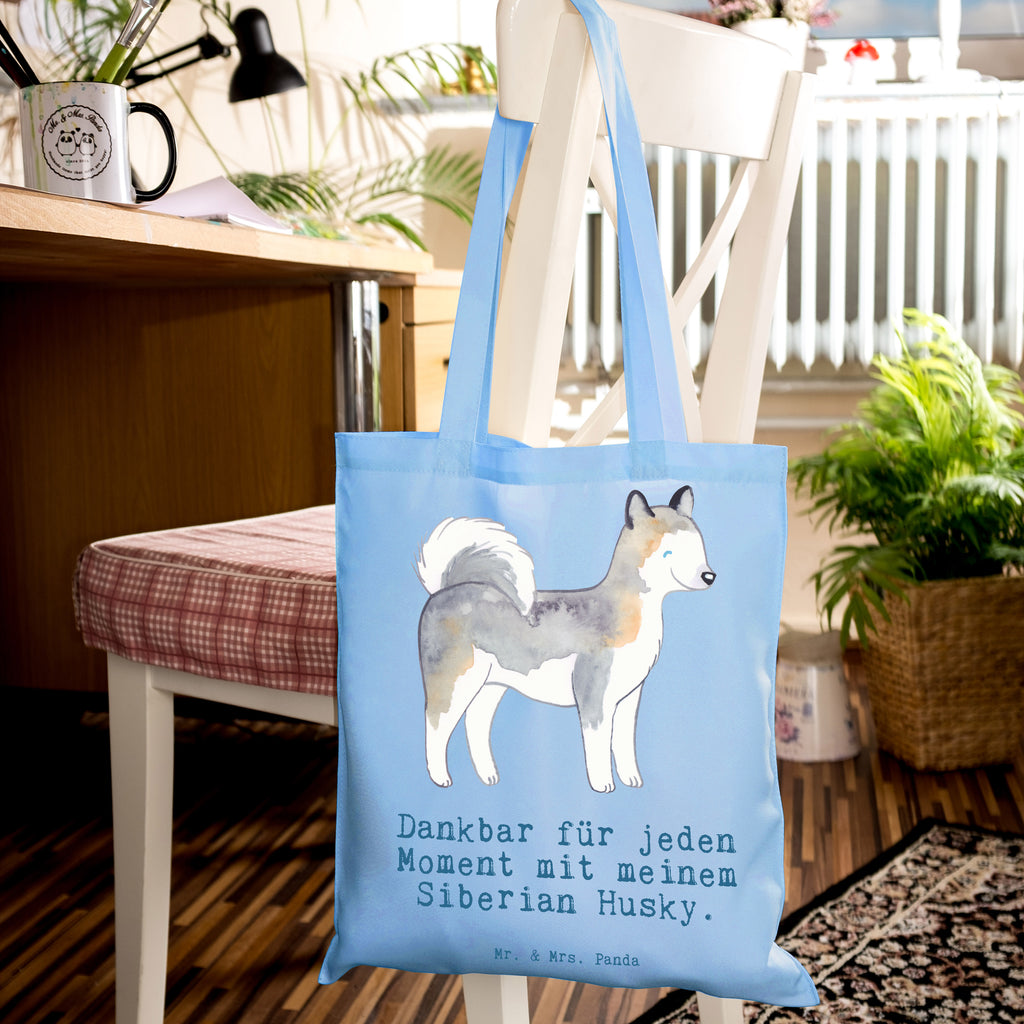 Tragetasche Siberian Husky Moment Beuteltasche, Beutel, Einkaufstasche, Jutebeutel, Stoffbeutel, Tasche, Shopper, Umhängetasche, Strandtasche, Schultertasche, Stofftasche, Tragetasche, Badetasche, Jutetasche, Einkaufstüte, Laptoptasche, Hund, Hunderasse, Rassehund, Hundebesitzer, Geschenk, Tierfreund, Schenken, Welpe, Siberian Husky