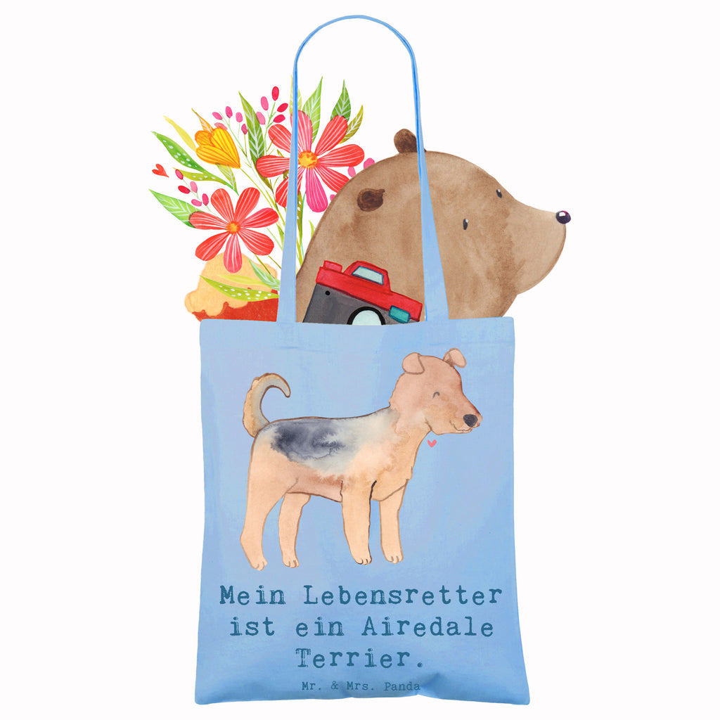 Tragetasche Airedale Terrier Lebensretter Beuteltasche, Beutel, Einkaufstasche, Jutebeutel, Stoffbeutel, Tasche, Shopper, Umhängetasche, Strandtasche, Schultertasche, Stofftasche, Tragetasche, Badetasche, Jutetasche, Einkaufstüte, Laptoptasche, Hund, Hunderasse, Rassehund, Hundebesitzer, Geschenk, Tierfreund, Schenken, Welpe