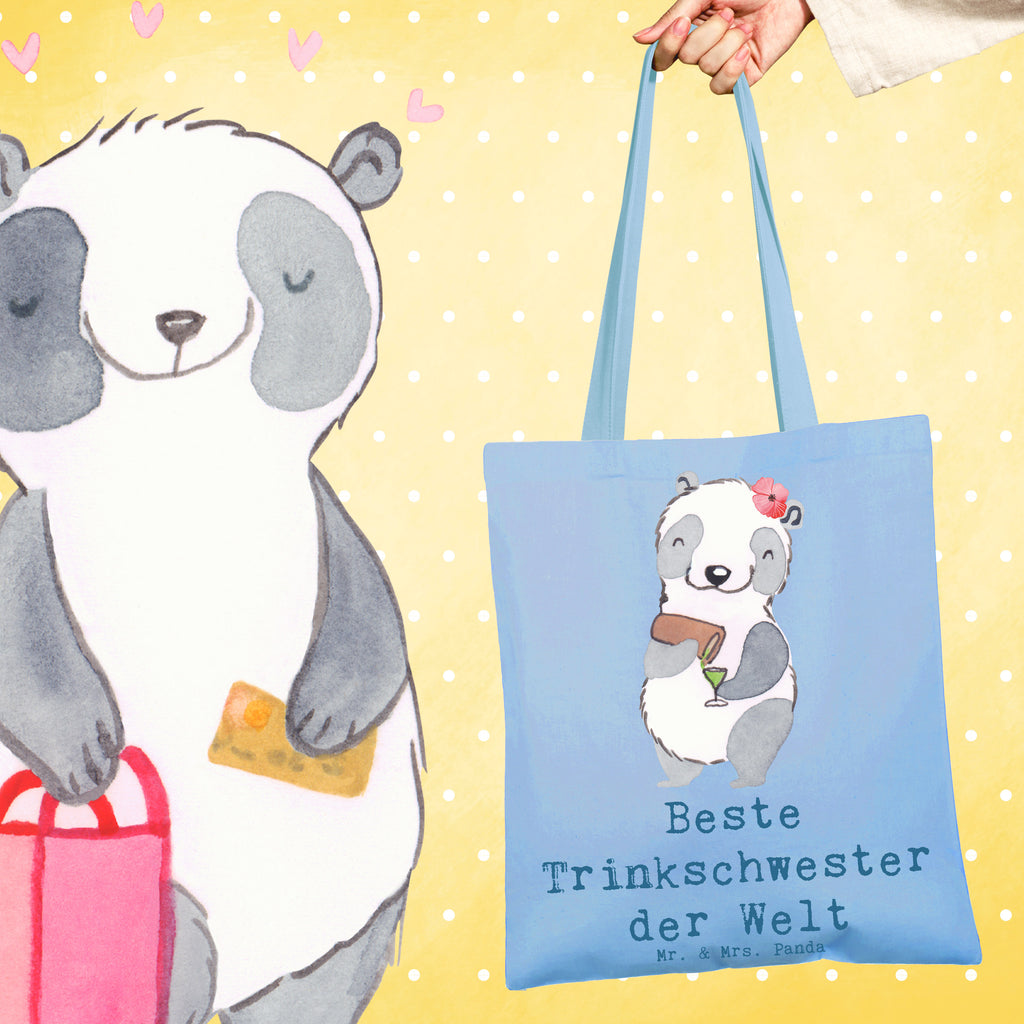 Tragetasche Panda Beste Trinkschwester der Welt Beuteltasche, Beutel, Einkaufstasche, Jutebeutel, Stoffbeutel, Tasche, Shopper, Umhängetasche, Strandtasche, Schultertasche, Stofftasche, Tragetasche, Badetasche, Jutetasche, Einkaufstüte, Laptoptasche, für, Dankeschön, Geschenk, Schenken, Geburtstag, Geburtstagsgeschenk, Geschenkidee, Danke, Bedanken, Mitbringsel, Freude machen, Geschenktipp, Trinkschwester, Saufschwester, Schwester, Sister, Freundin, Party, Bae, Trinken, Alkohol, Wochenende, Kleinigkeit, Sister from another Mister