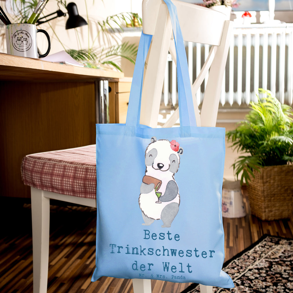 Tragetasche Panda Beste Trinkschwester der Welt Beuteltasche, Beutel, Einkaufstasche, Jutebeutel, Stoffbeutel, Tasche, Shopper, Umhängetasche, Strandtasche, Schultertasche, Stofftasche, Tragetasche, Badetasche, Jutetasche, Einkaufstüte, Laptoptasche, für, Dankeschön, Geschenk, Schenken, Geburtstag, Geburtstagsgeschenk, Geschenkidee, Danke, Bedanken, Mitbringsel, Freude machen, Geschenktipp, Trinkschwester, Saufschwester, Schwester, Sister, Freundin, Party, Bae, Trinken, Alkohol, Wochenende, Kleinigkeit, Sister from another Mister