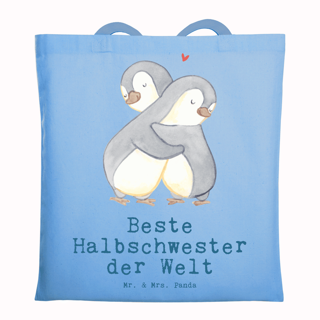 Tragetasche Pinguin Beste Halbschwester der Welt Beuteltasche, Beutel, Einkaufstasche, Jutebeutel, Stoffbeutel, Tasche, Shopper, Umhängetasche, Strandtasche, Schultertasche, Stofftasche, Tragetasche, Badetasche, Jutetasche, Einkaufstüte, Laptoptasche, für, Dankeschön, Geschenk, Schenken, Geburtstag, Geburtstagsgeschenk, Geschenkidee, Danke, Bedanken, Mitbringsel, Freude machen, Geschenktipp, Halbschwester, Stiefschwester, Stiefgeschwister, Schwestern, Schwester, Geschwister, Schwesterherz, Sister, Familie, Kleinigkeit, Beste, Tochter, Liebe, Kinder