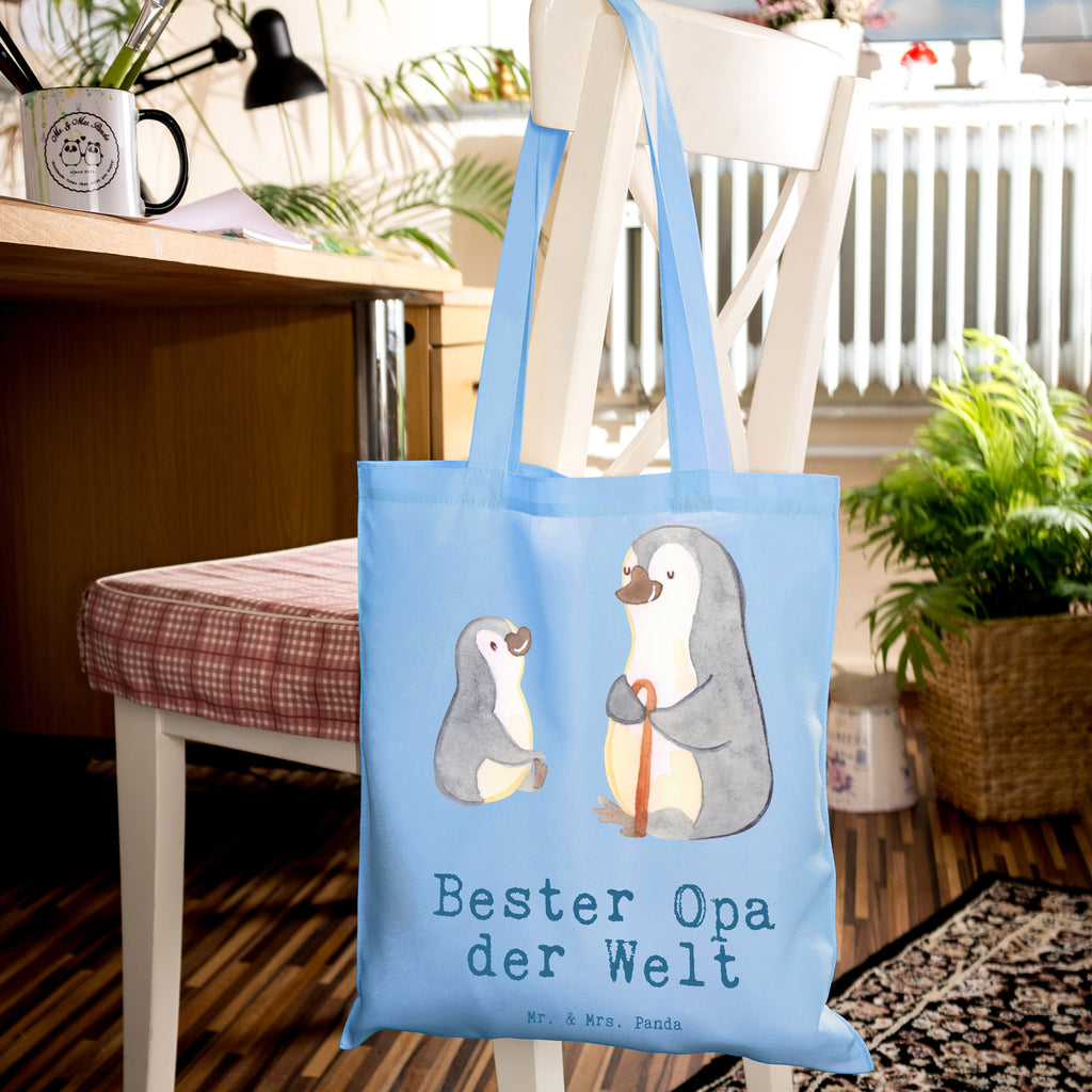 Tragetasche Pinguin Bester Opa der Welt Beuteltasche, Beutel, Einkaufstasche, Jutebeutel, Stoffbeutel, Tasche, Shopper, Umhängetasche, Strandtasche, Schultertasche, Stofftasche, Tragetasche, Badetasche, Jutetasche, Einkaufstüte, Laptoptasche, für, Dankeschön, Geschenk, Schenken, Geburtstag, Geburtstagsgeschenk, Geschenkidee, Danke, Bedanken, Mitbringsel, Freude machen, Geschenktipp, Großvater, Grossvater, Opa, Opi. Großpapa, Großeltern, Enkel, Enkelin, Enkelkind, Kleinigkeit, Oppa, Oppi, Bester