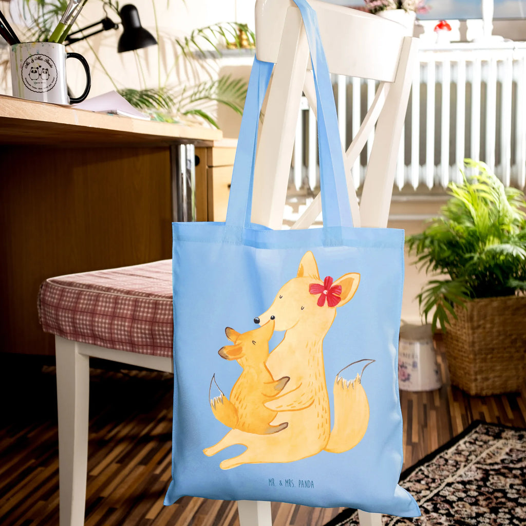 Tragetasche Fuchs Mama & Kind Beuteltasche, Beutel, Einkaufstasche, Jutebeutel, Stoffbeutel, Tasche, Shopper, Umhängetasche, Strandtasche, Schultertasche, Stofftasche, Tragetasche, Badetasche, Jutetasche, Einkaufstüte, Laptoptasche, Familie, Vatertag, Muttertag, Bruder, Schwester, Mama, Papa, Oma, Opa, Mutter, Tochter, Lieblingstochter, Beste Tochter, Geschenk