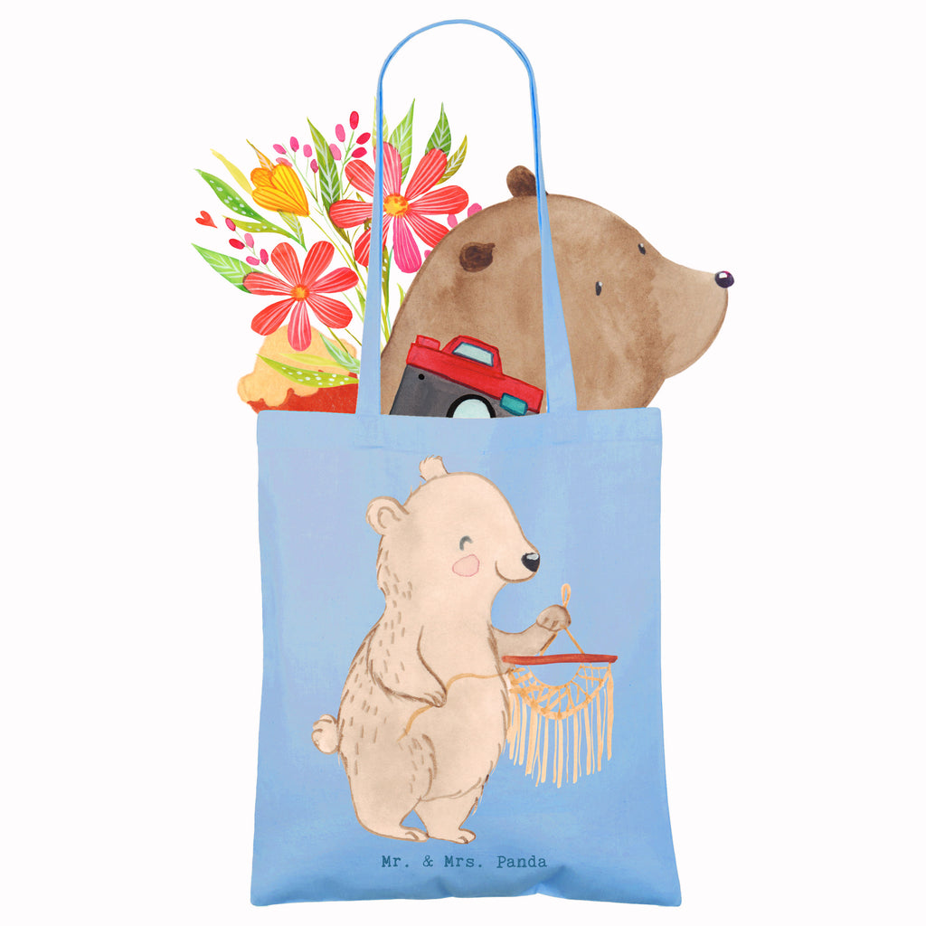 Tragetasche Bär Makramee Beuteltasche, Beutel, Einkaufstasche, Jutebeutel, Stoffbeutel, Tasche, Shopper, Umhängetasche, Strandtasche, Schultertasche, Stofftasche, Tragetasche, Badetasche, Jutetasche, Einkaufstüte, Laptoptasche, Geschenk, Sport, Sportart, Hobby, Schenken, Danke, Dankeschön, Auszeichnung, Gewinn, Sportler, Makramee, Basteln, Basteln mit Makramee