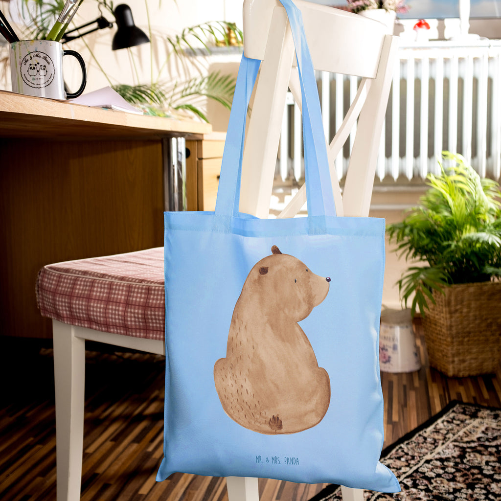 Tragetasche Bär Schulterblick Beuteltasche, Beutel, Einkaufstasche, Jutebeutel, Stoffbeutel, Tasche, Shopper, Umhängetasche, Strandtasche, Schultertasche, Stofftasche, Tragetasche, Badetasche, Jutetasche, Einkaufstüte, Laptoptasche, Bär, Teddy, Teddybär, Selbstachtung, Weltansicht, Motivation, Bären, Bärenliebe, Weisheit